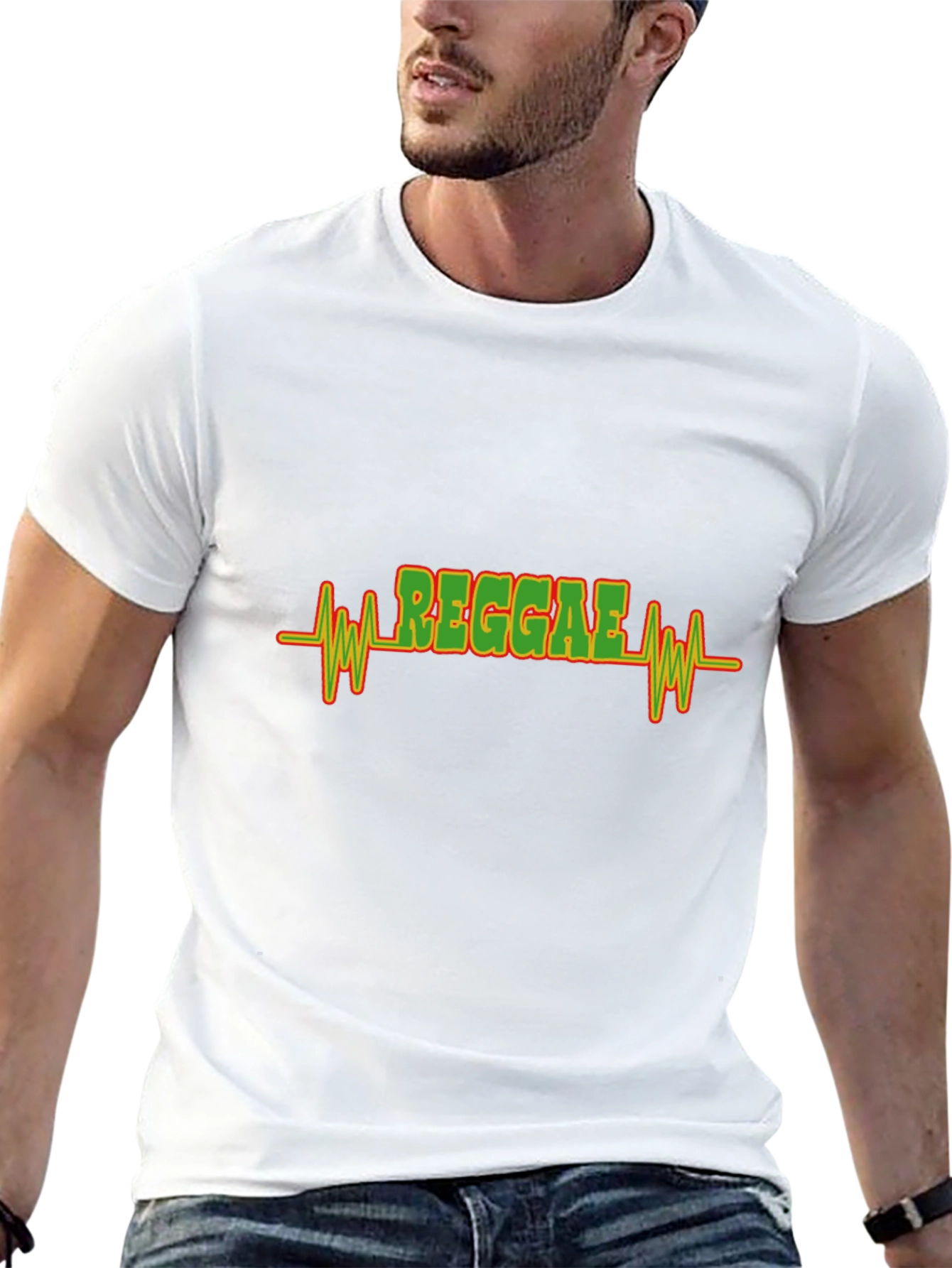 Reggae Heartbeat Graphic T-Shirt - Black