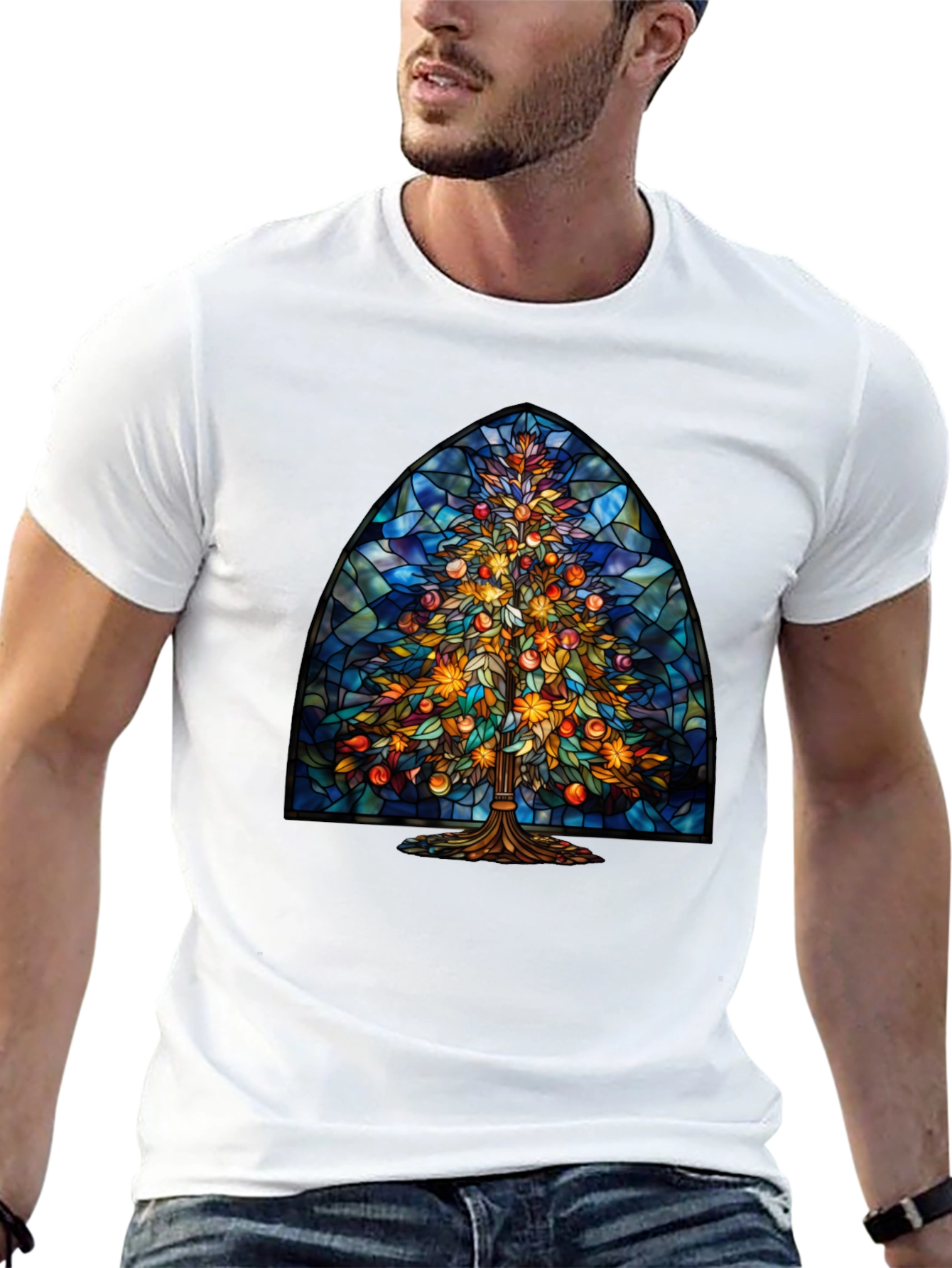 Stained Glass Christmas Tree Tee