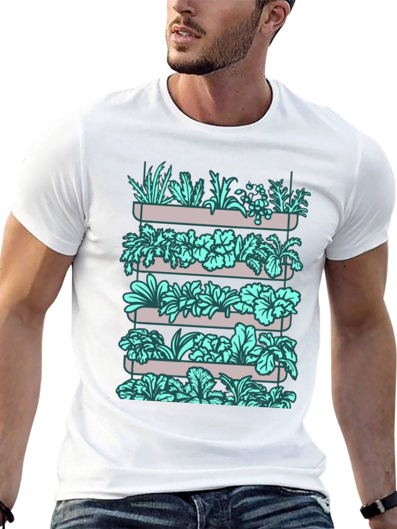 Urban Garden Tee - Stylish Vertical Garden Graphic T-Shirt