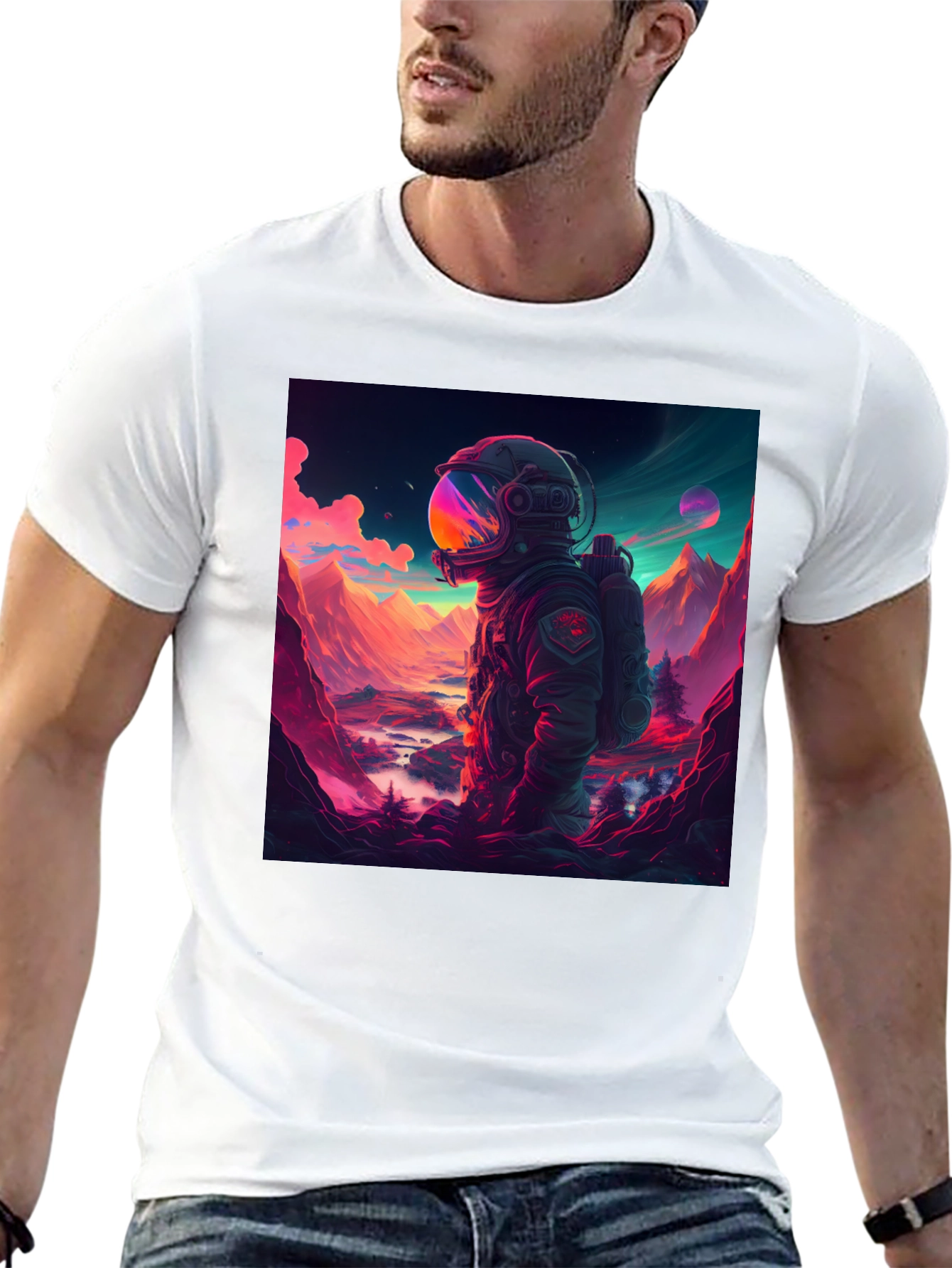 Astronaut Landscape Graphic Tee - Black