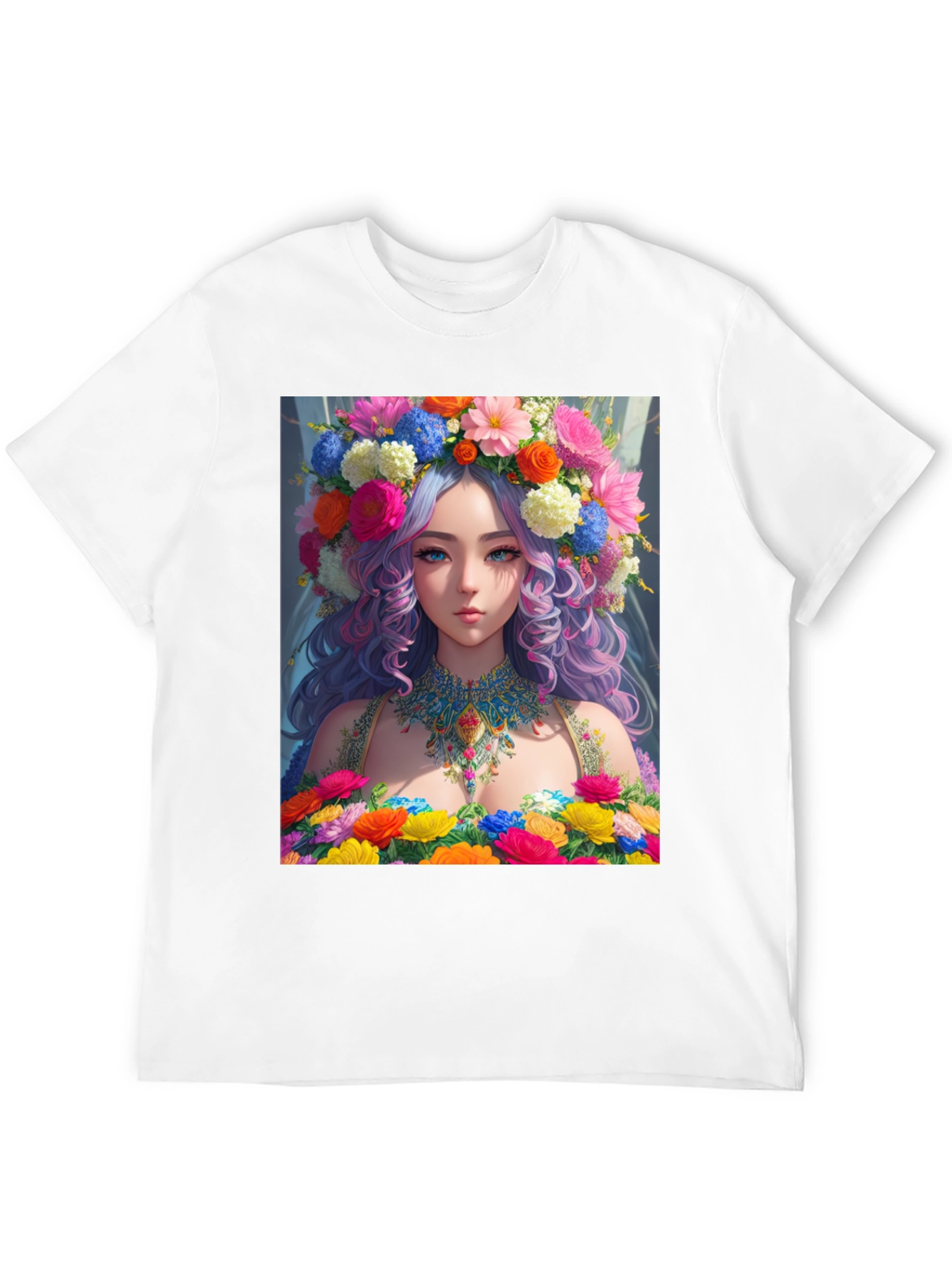 Floral Goddess Graphic Tee - Unique Anime Style