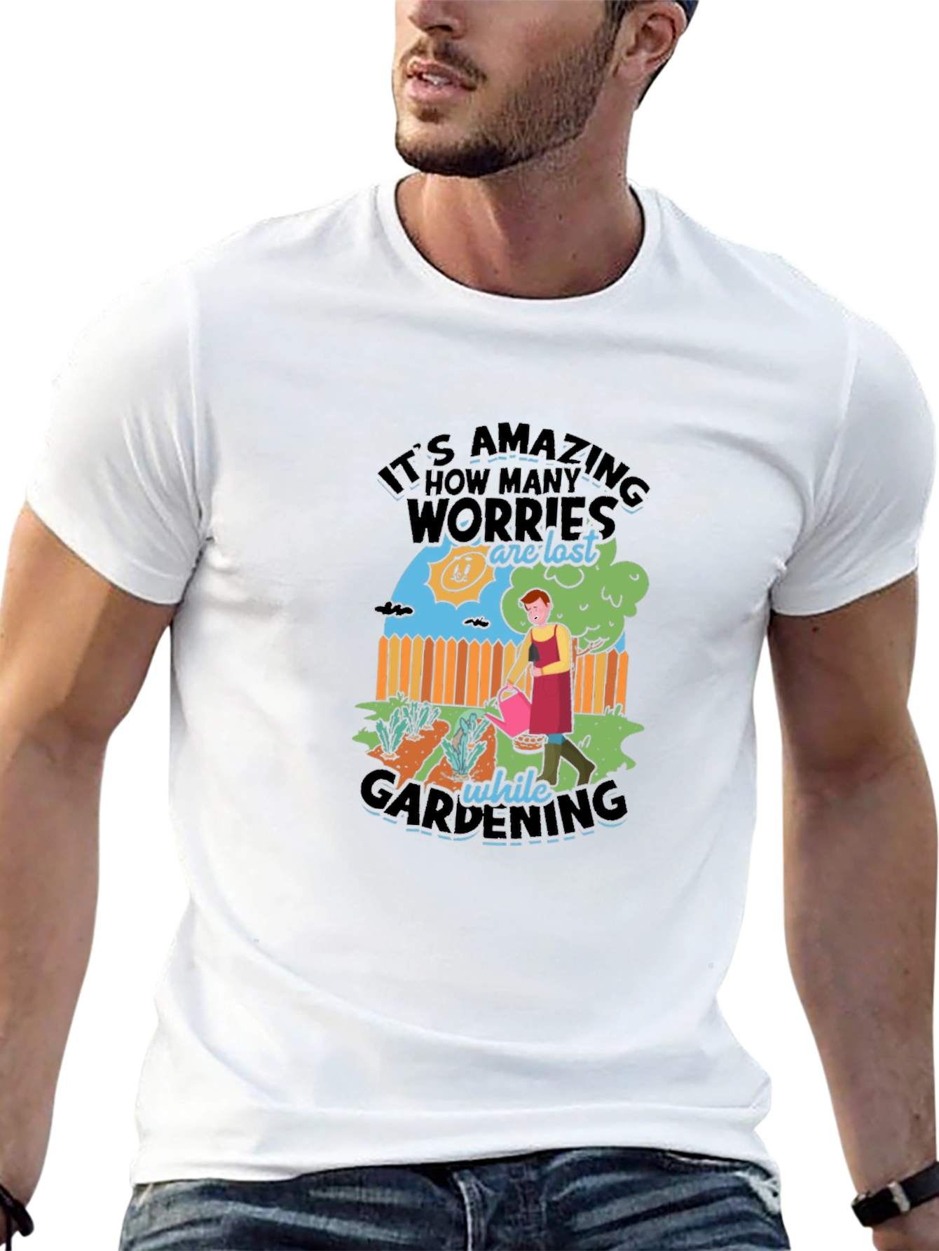 Gardening Therapy Graphic Tee - Relaxing Black Cotton T-Shirt