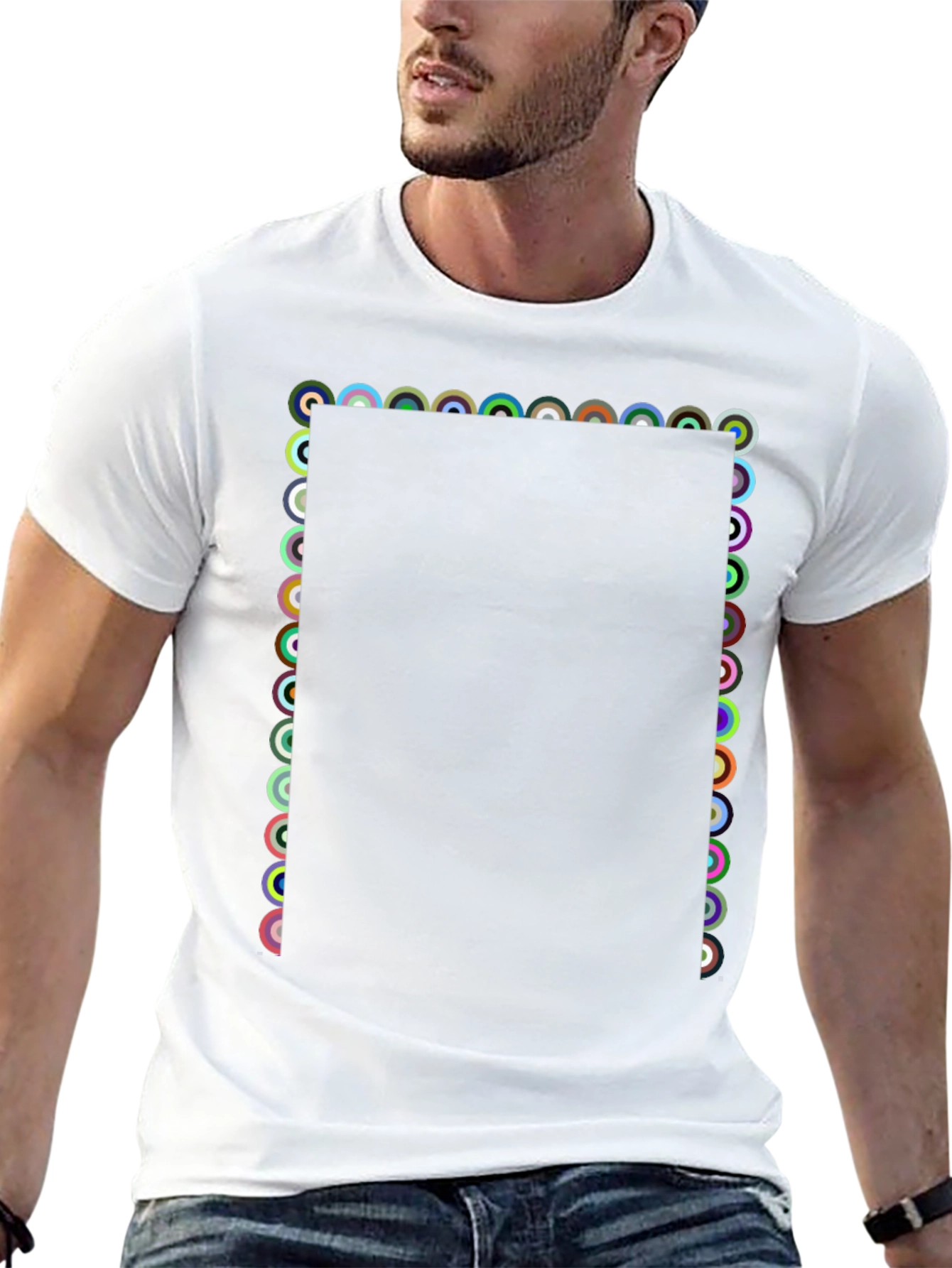Geometric Circle Pattern Black T-Shirt
