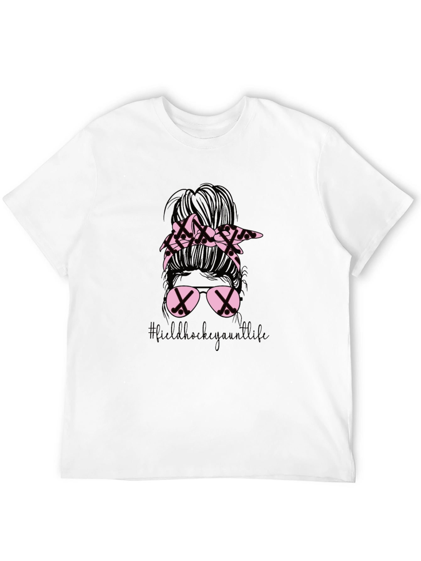 Field Hockey Aunt Life Messy Bun T-Shirt