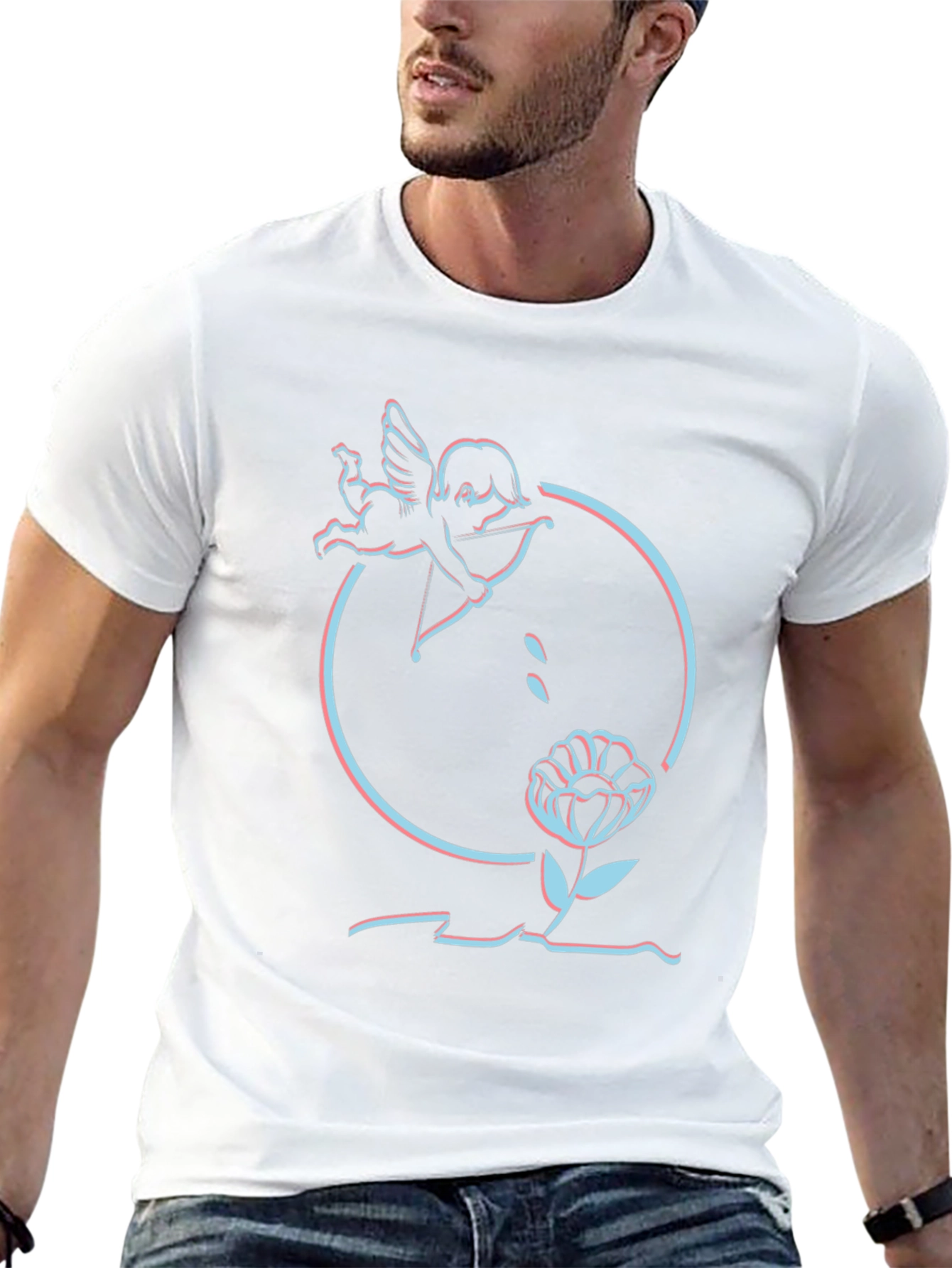 Cupids Flower Black T-Shirt