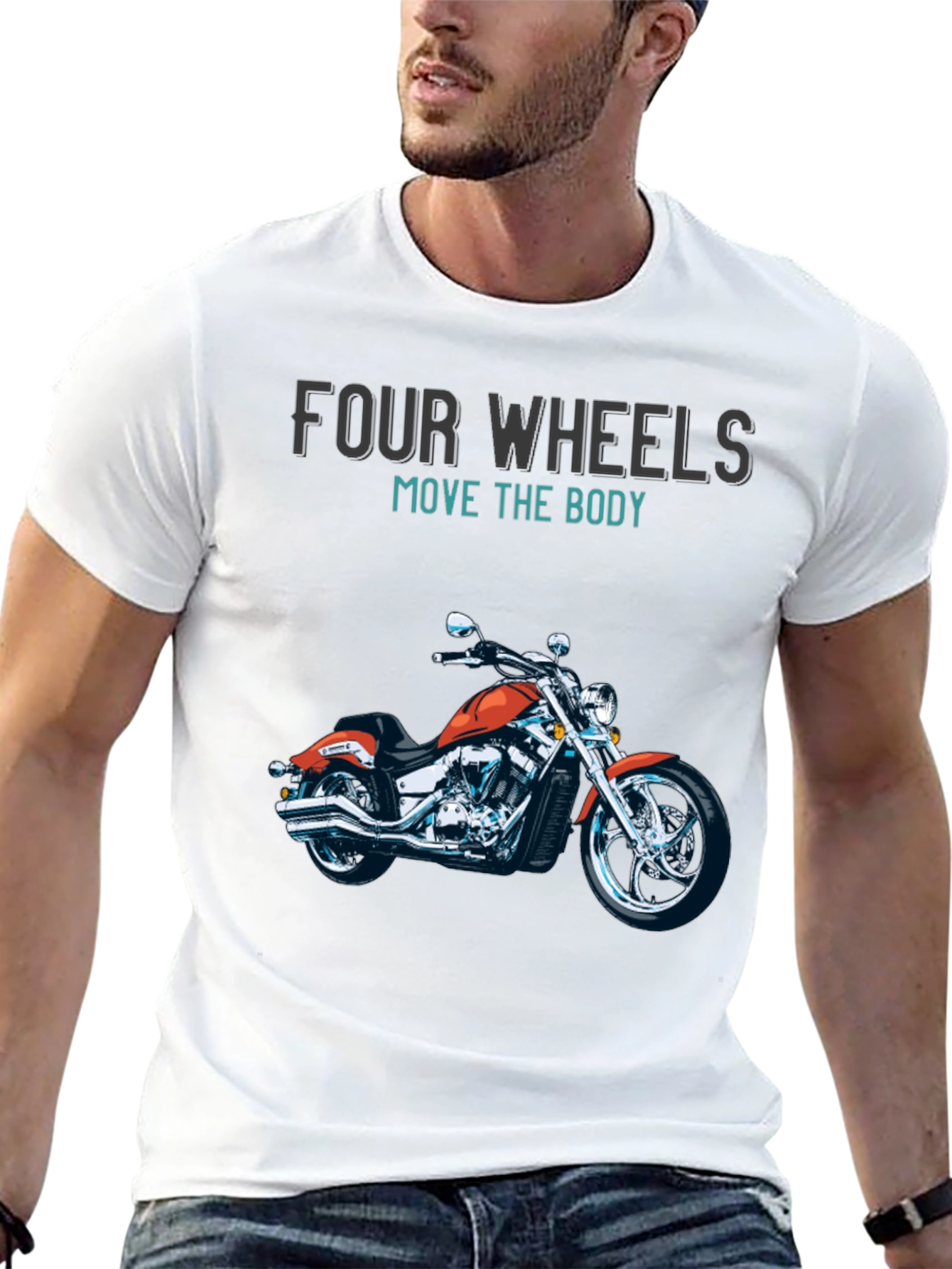 Four Wheels Motorcycle Graphic T-Shirt