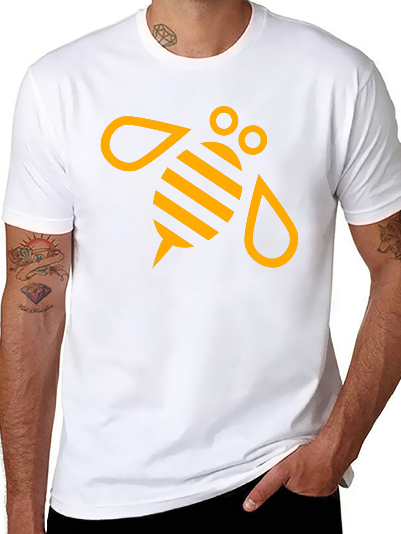 Black T-Shirt with Graphic Bee Design