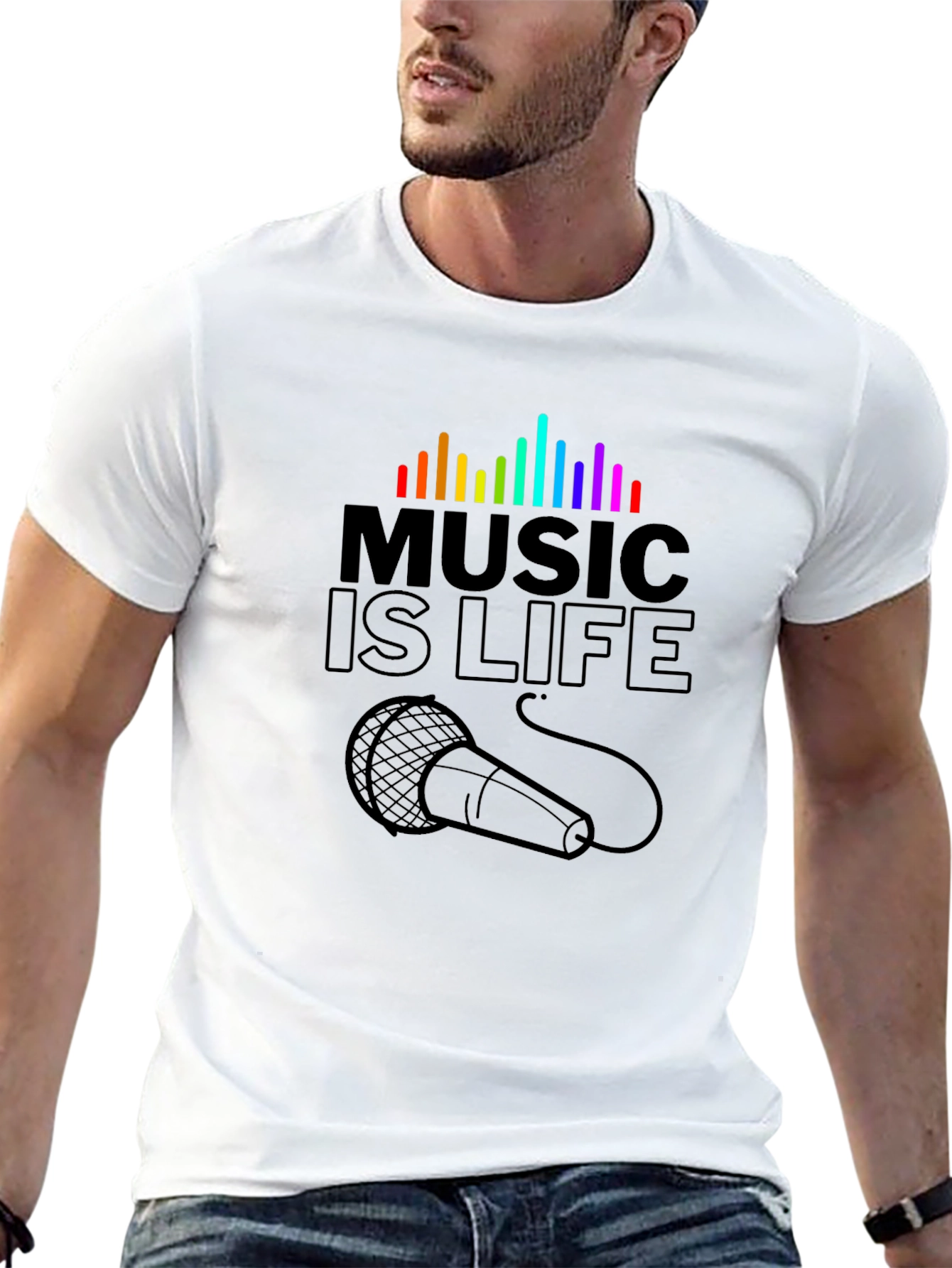 Music is Life Graphic T-Shirt - Black