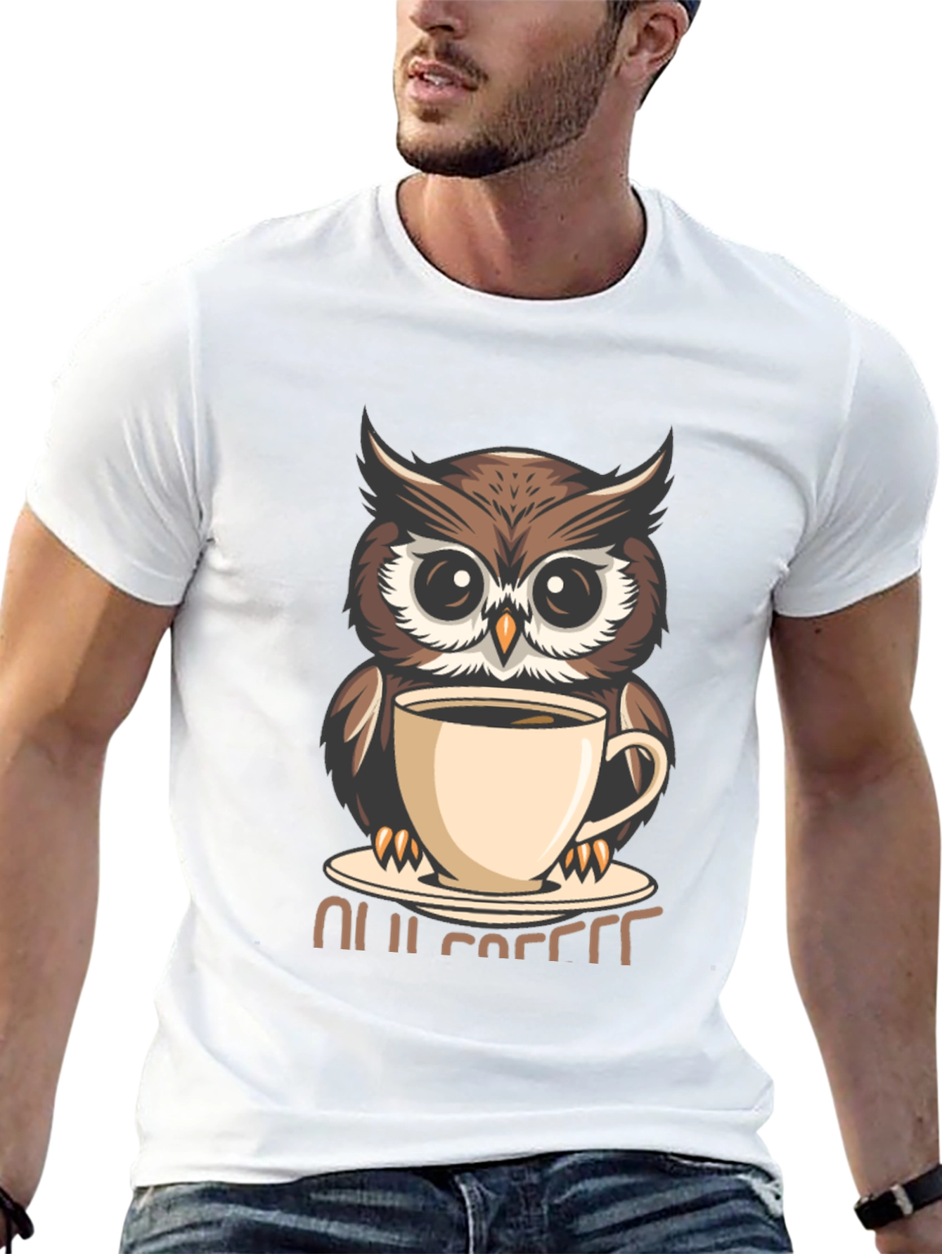 Owl Coffee Lover T-Shirt - Cute Cartoon Design