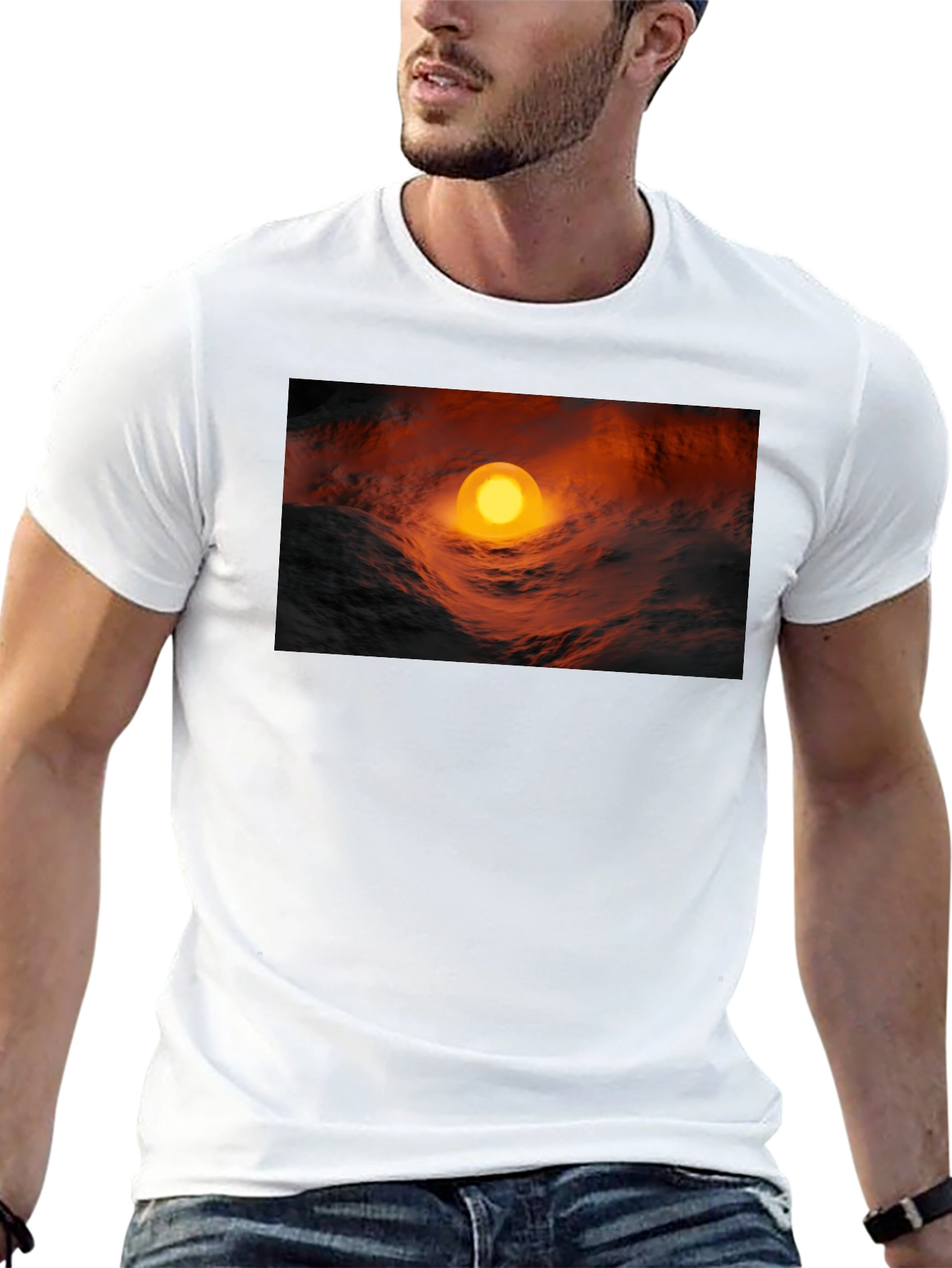 Fiery Orb Graphic Black T-Shirt