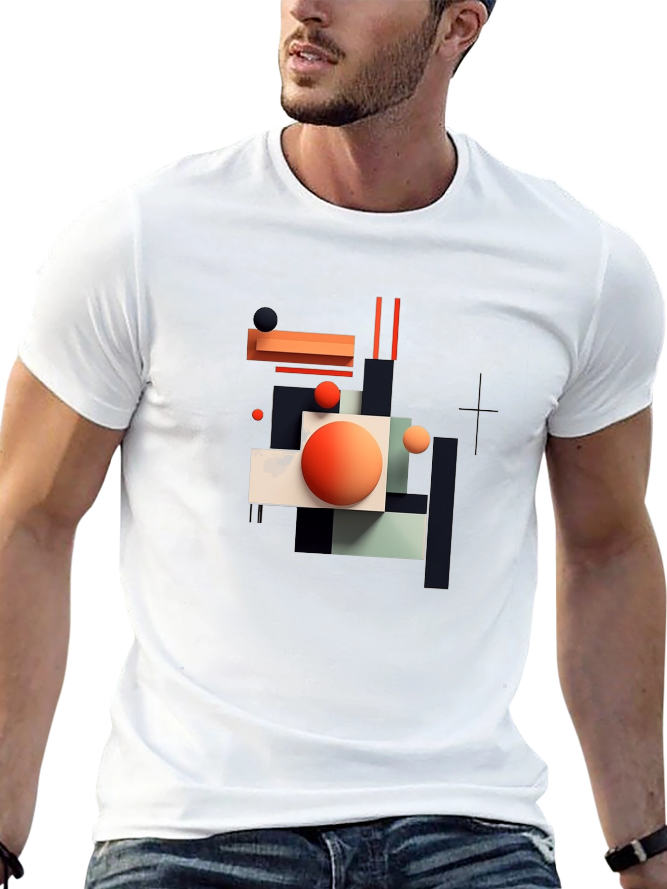 Abstract Geometric Graphic Print Black T-Shirt