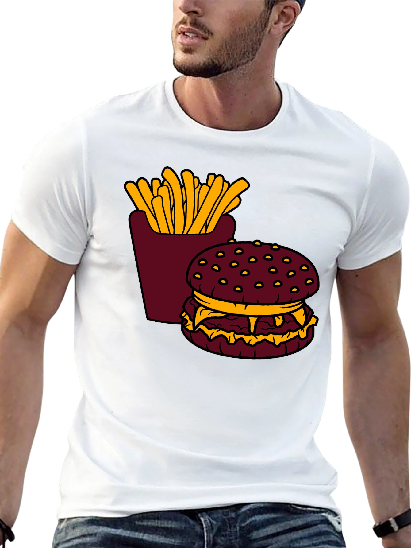 Burger & Fries Graphic T-Shirt - Casual Style