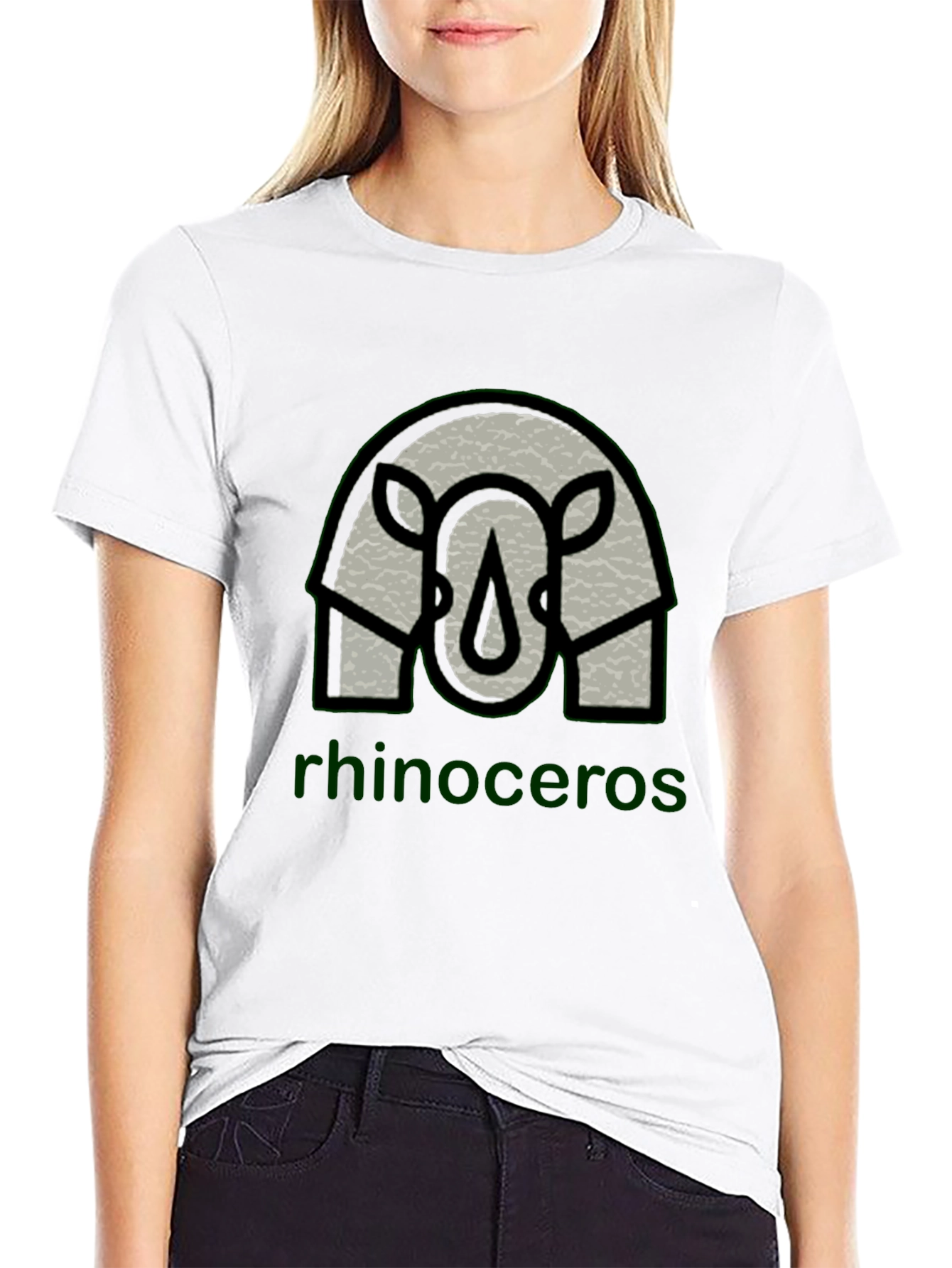Rhinoceros Graphic Print Black T-Shirt