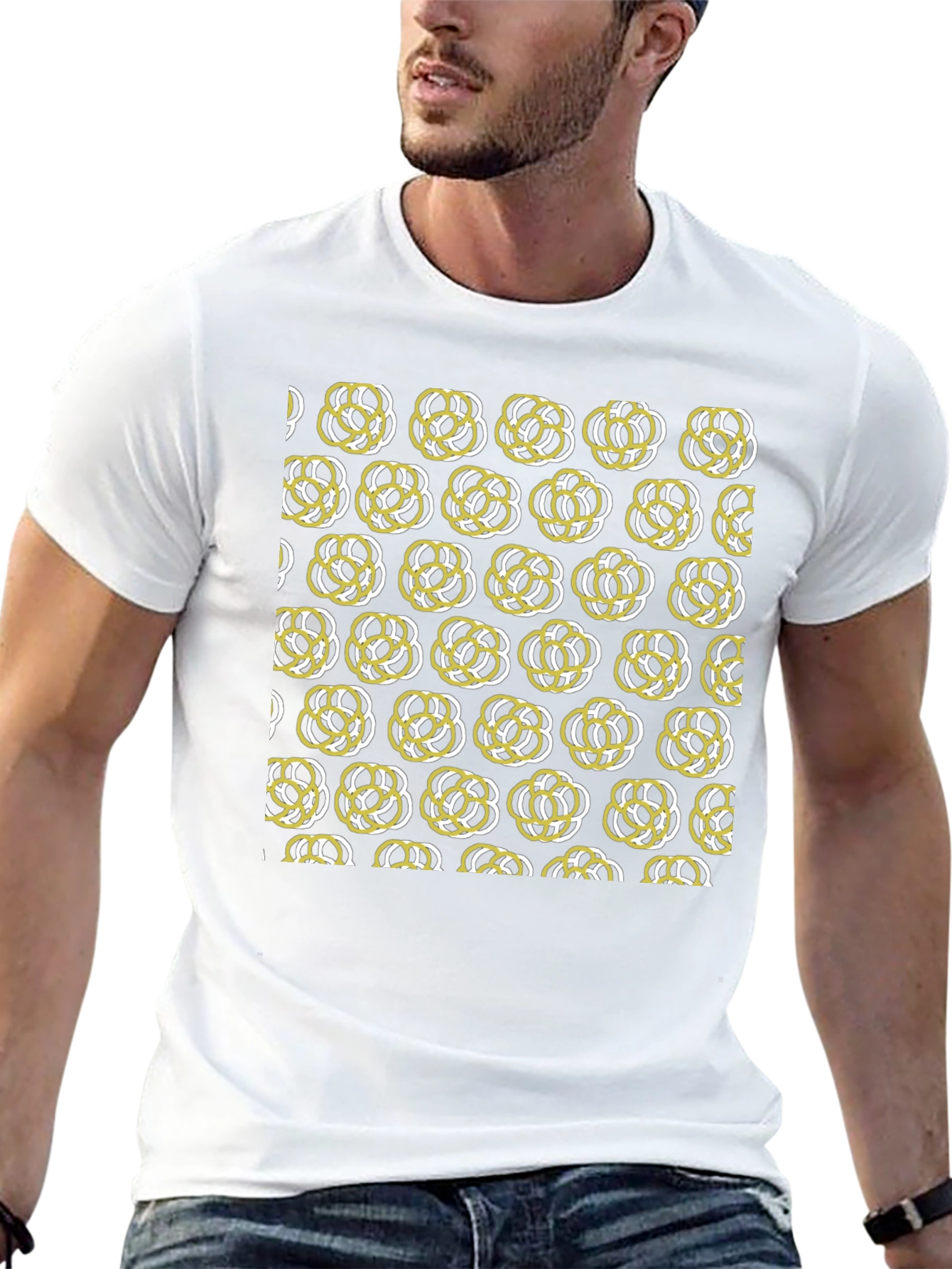 Abstract Floral Patterned Black T-Shirt