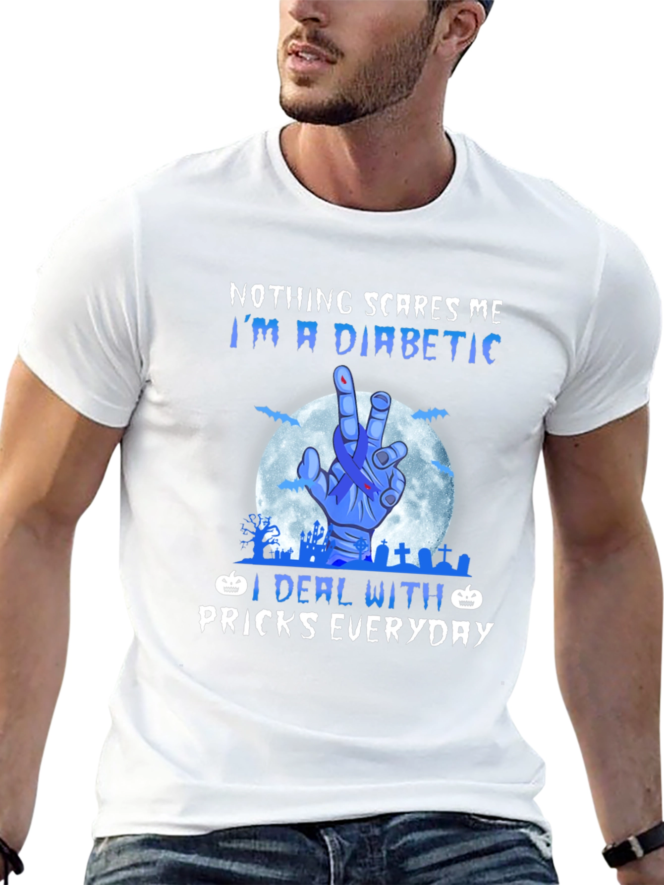 Diabetic Halloween T-Shirt - Nothing Scares Me Design
