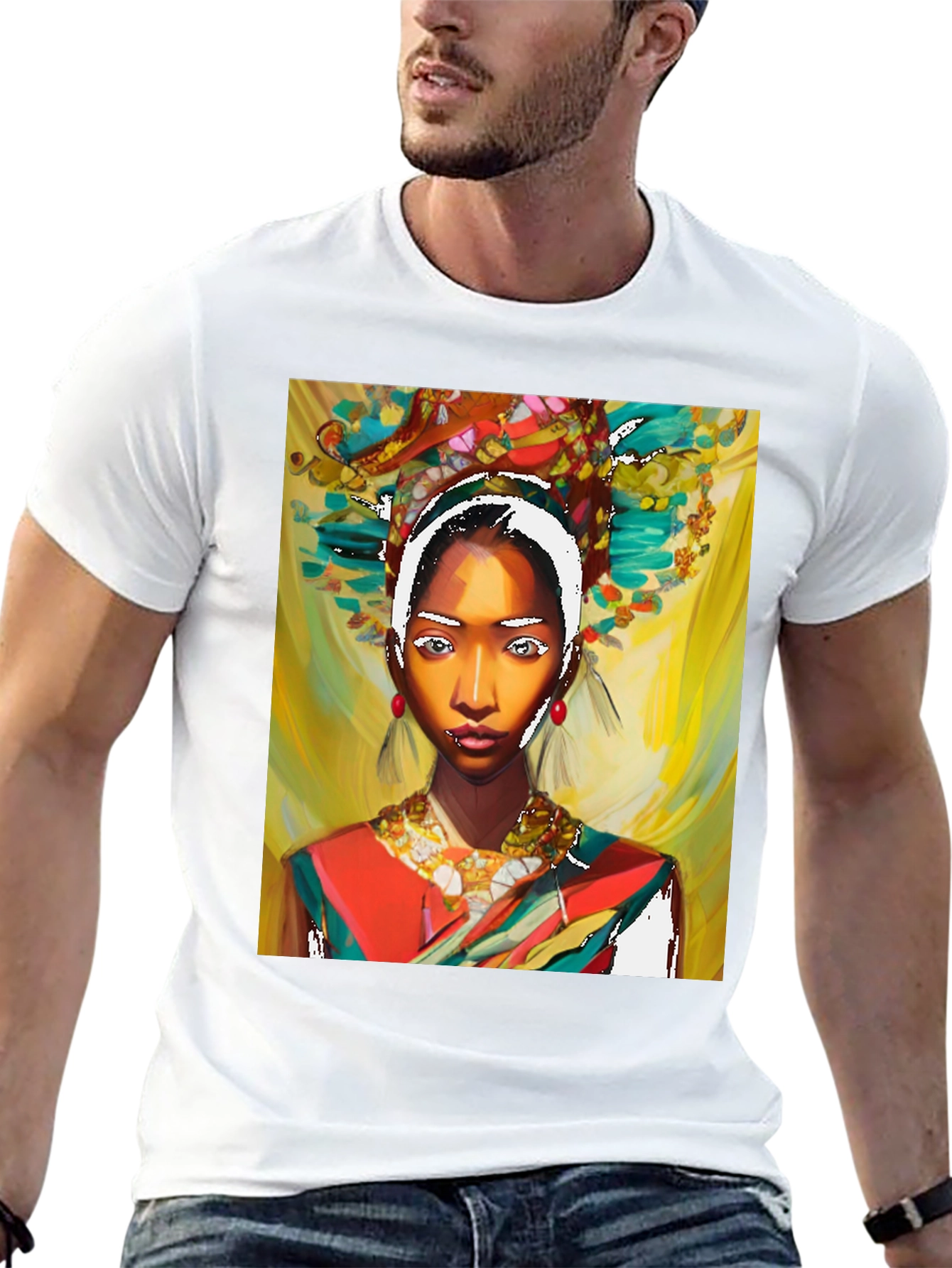 Artistic Woman Graphic Black T-Shirt