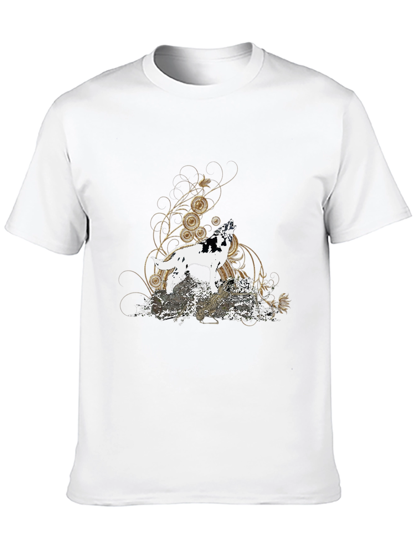 Wolf Howl Graphic Tee - Black Cotton Blend