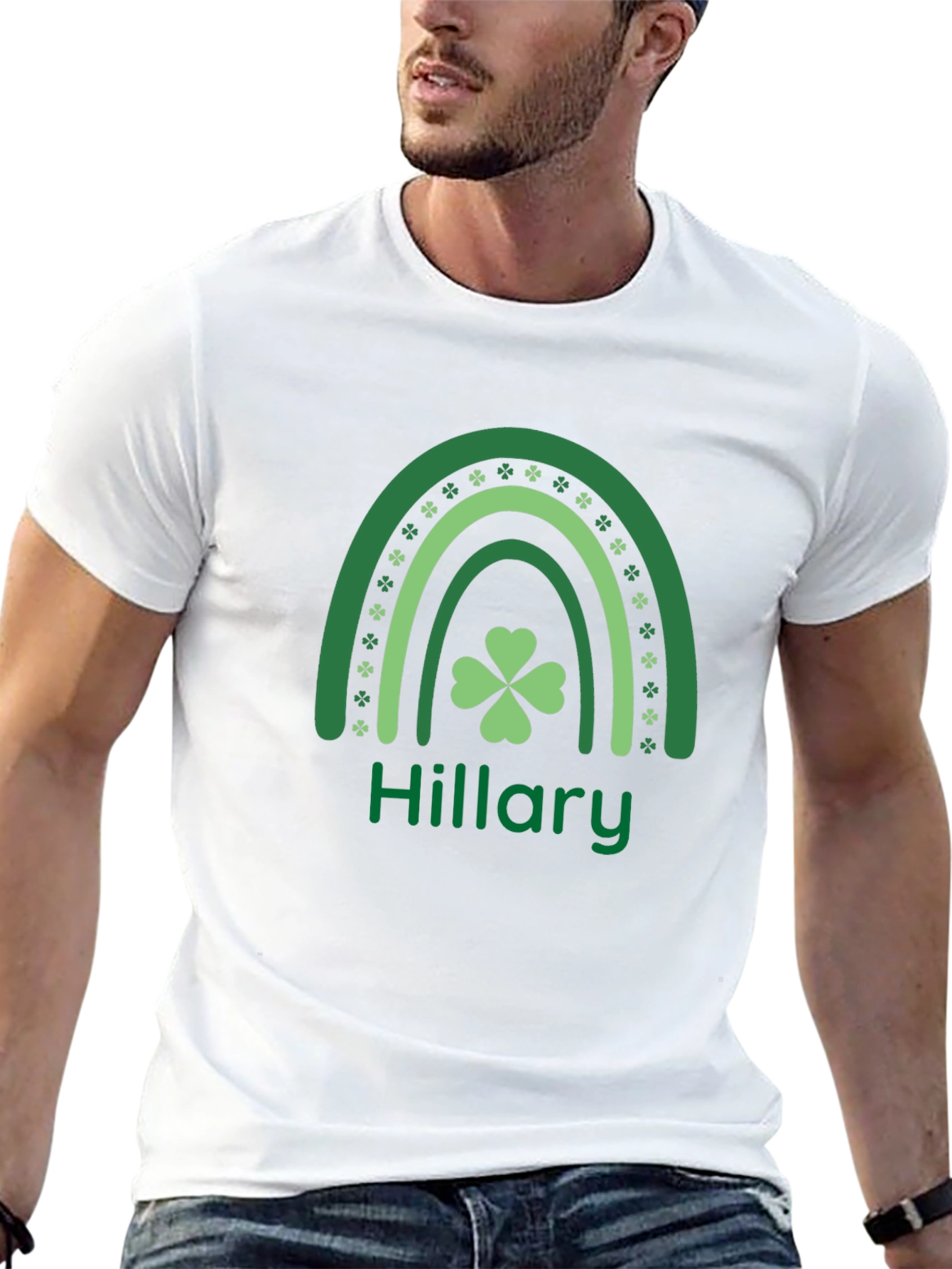 St. Patricks Day Hillary Rainbow Clover T-Shirt