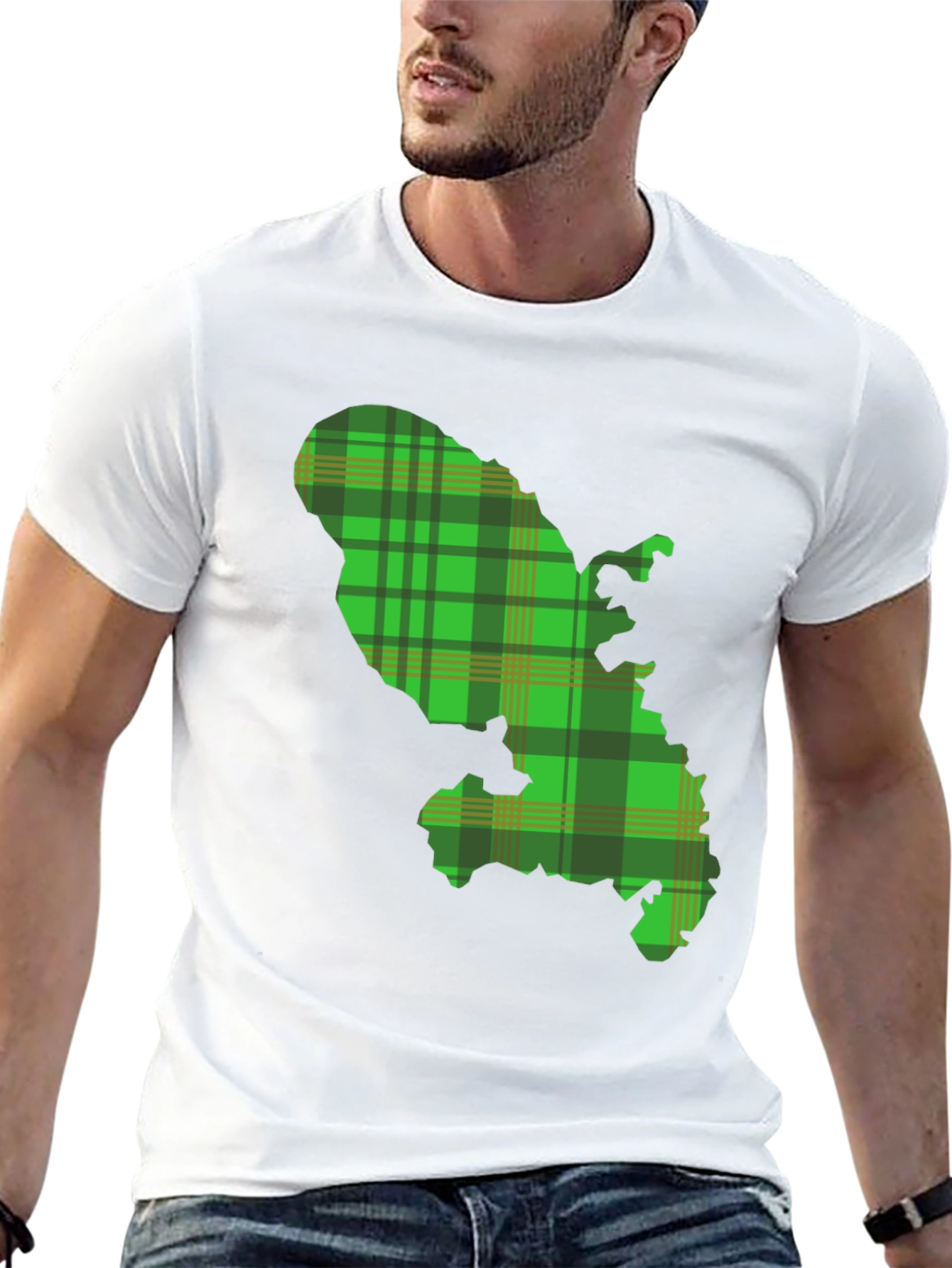 Martinique Map Plaid T-Shirt - Black