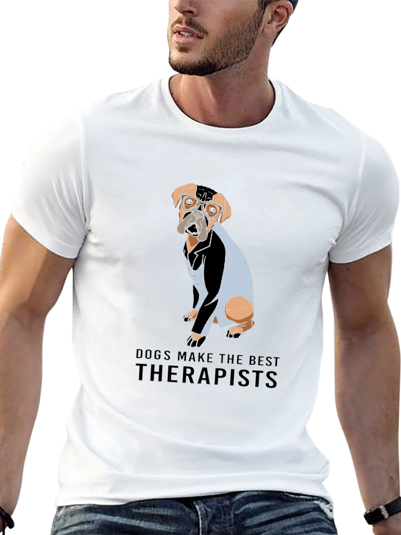 Dogs Make the Best Therapists Black T-Shirt