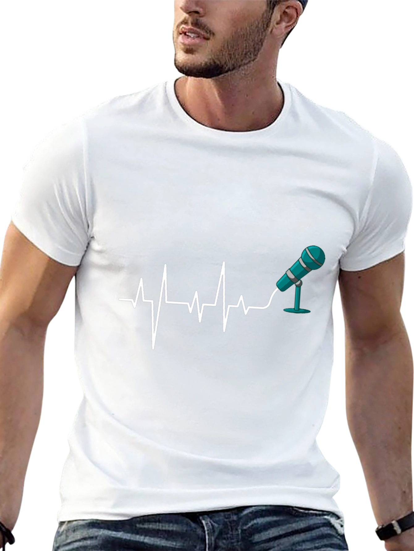 Heartbeat Microphone Black T-Shirt