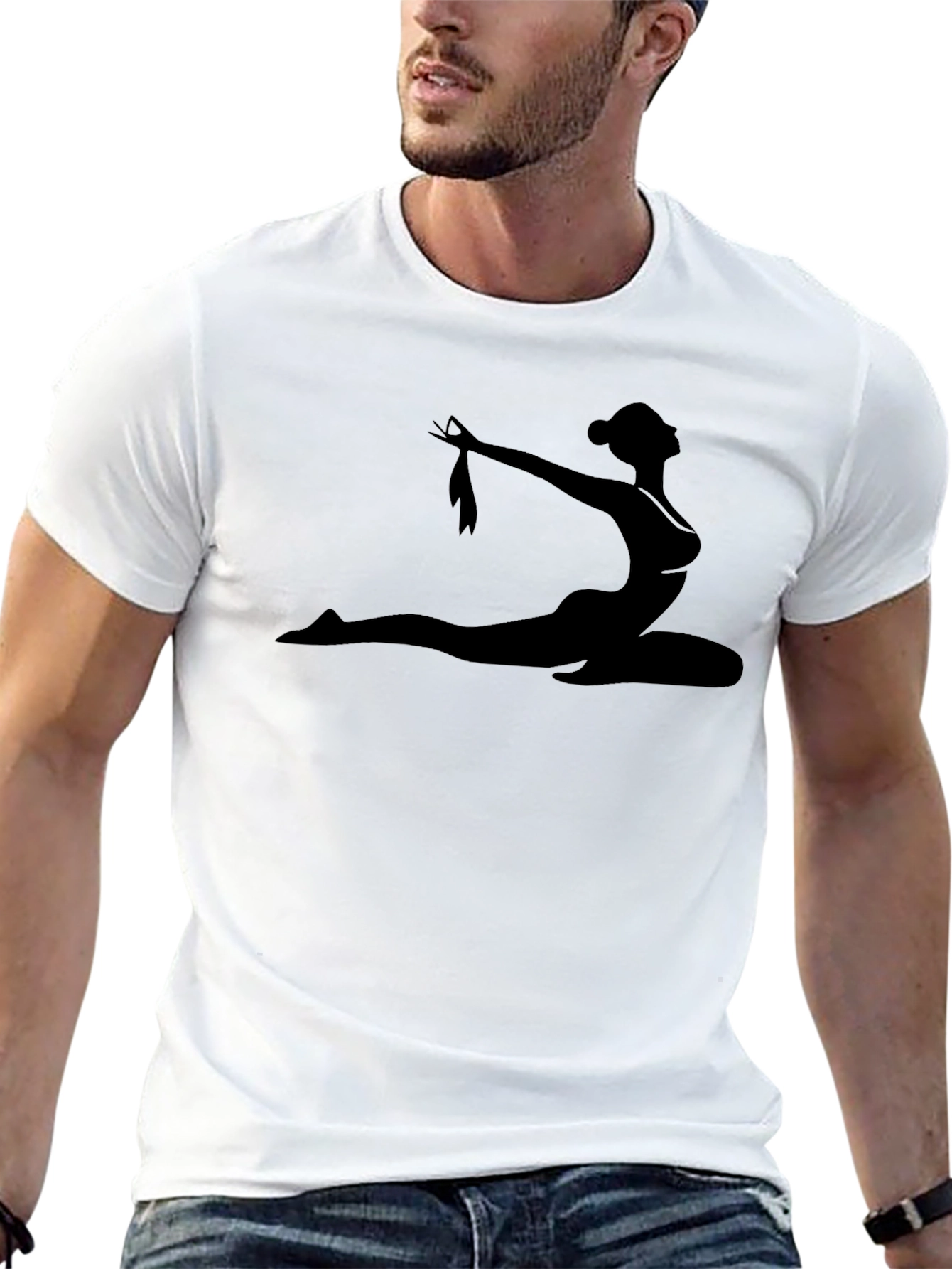 Silhouette Yoga Pose Black T-Shirt