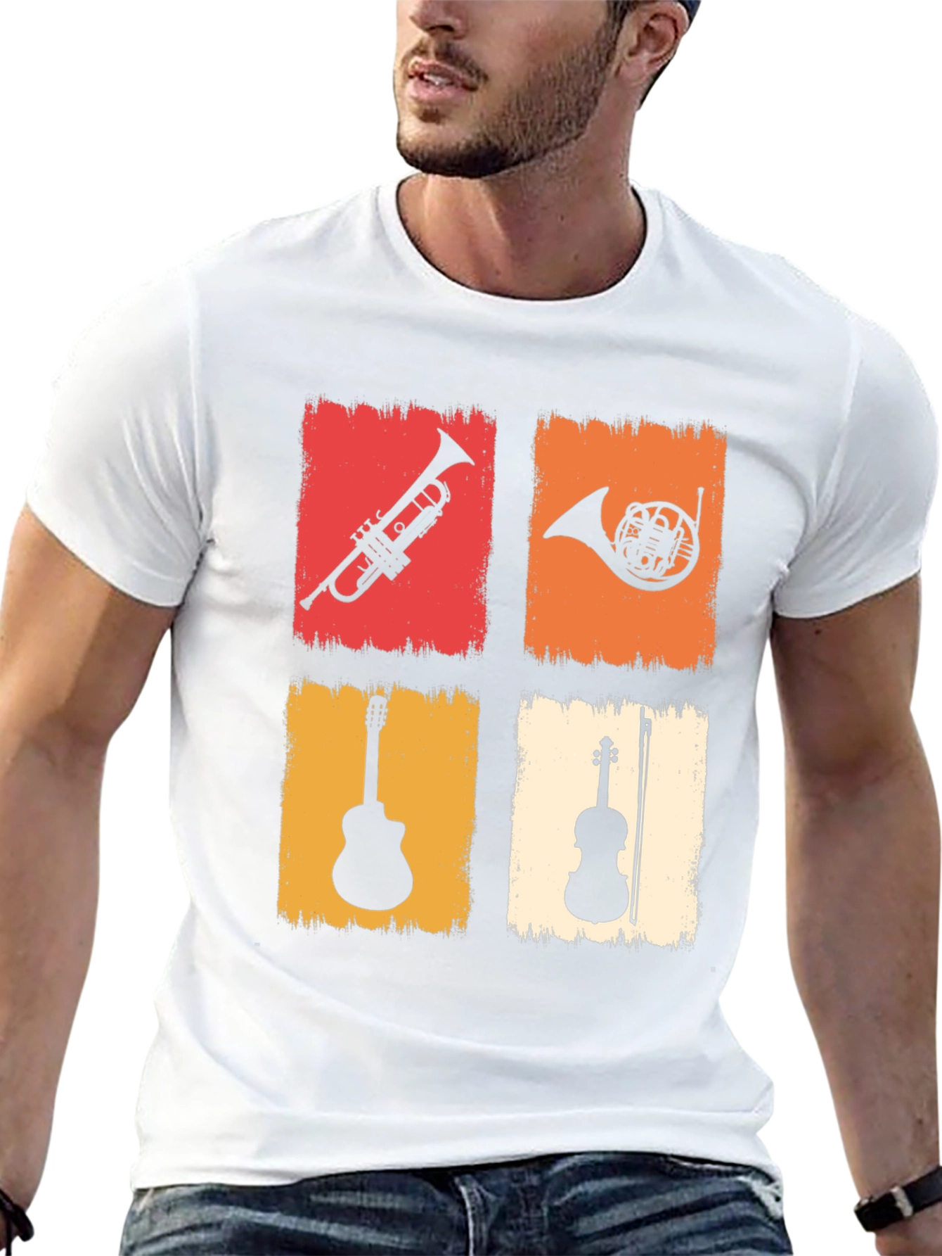 Musical Instrument T-Shirt: Trumpet Horn Guitar Violin
