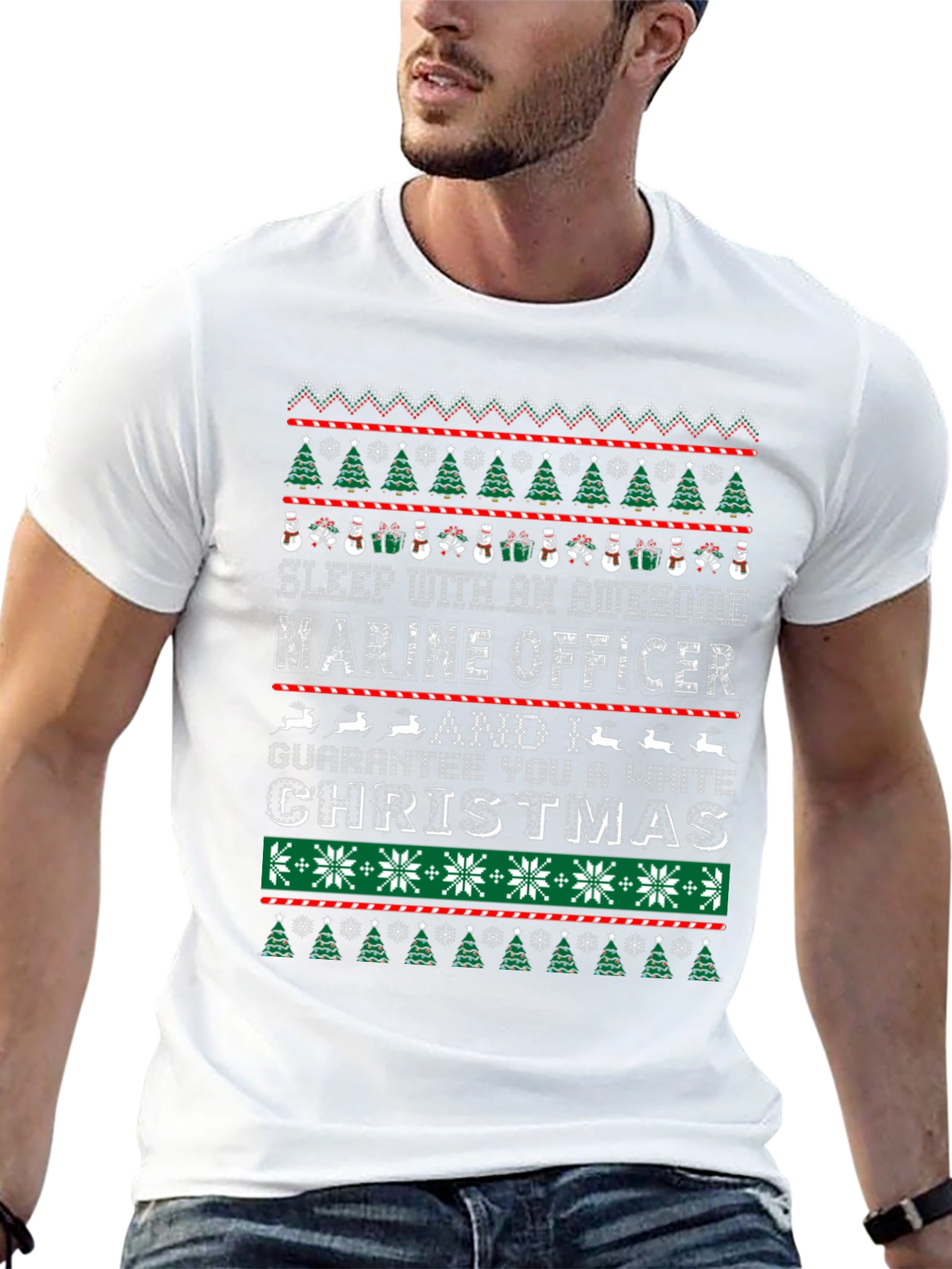Funny Marine Officer Ugly Christmas Sweater T-Shirt