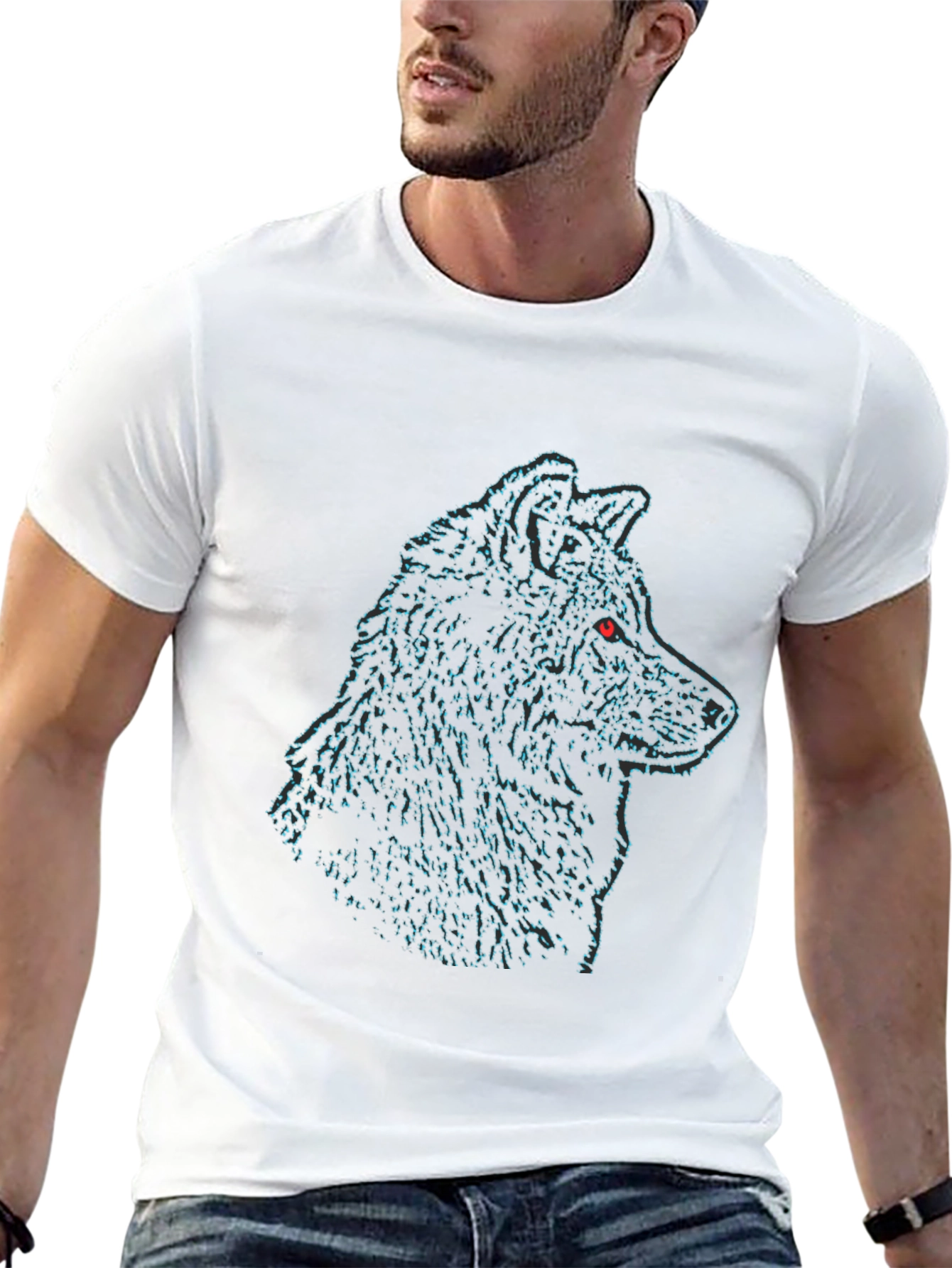 Wolf Head Black Tee - Graphic Print