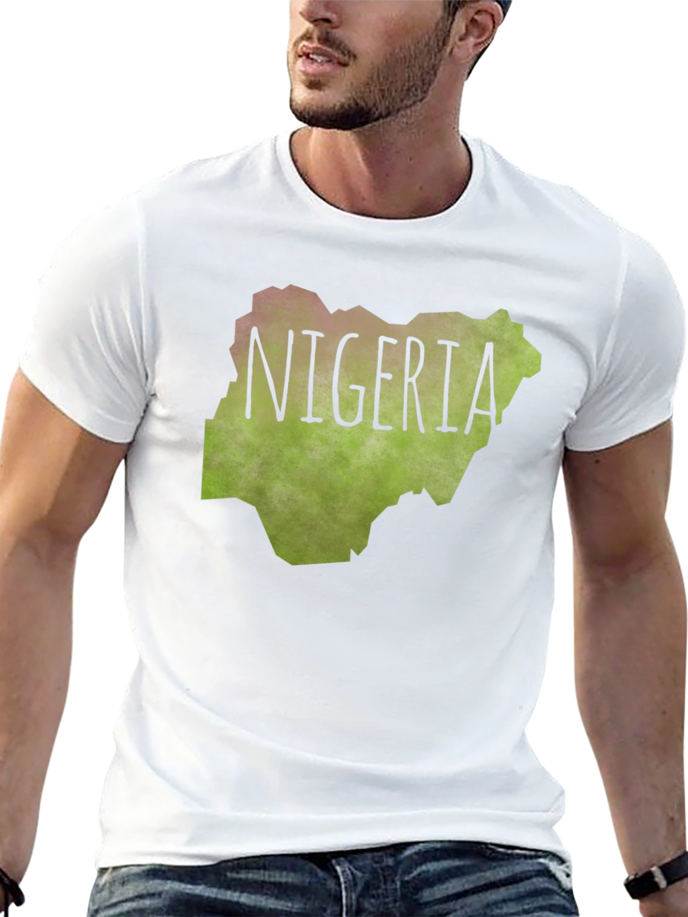 Nigeria Map Graphic Tee - Black Cotton T-Shirt