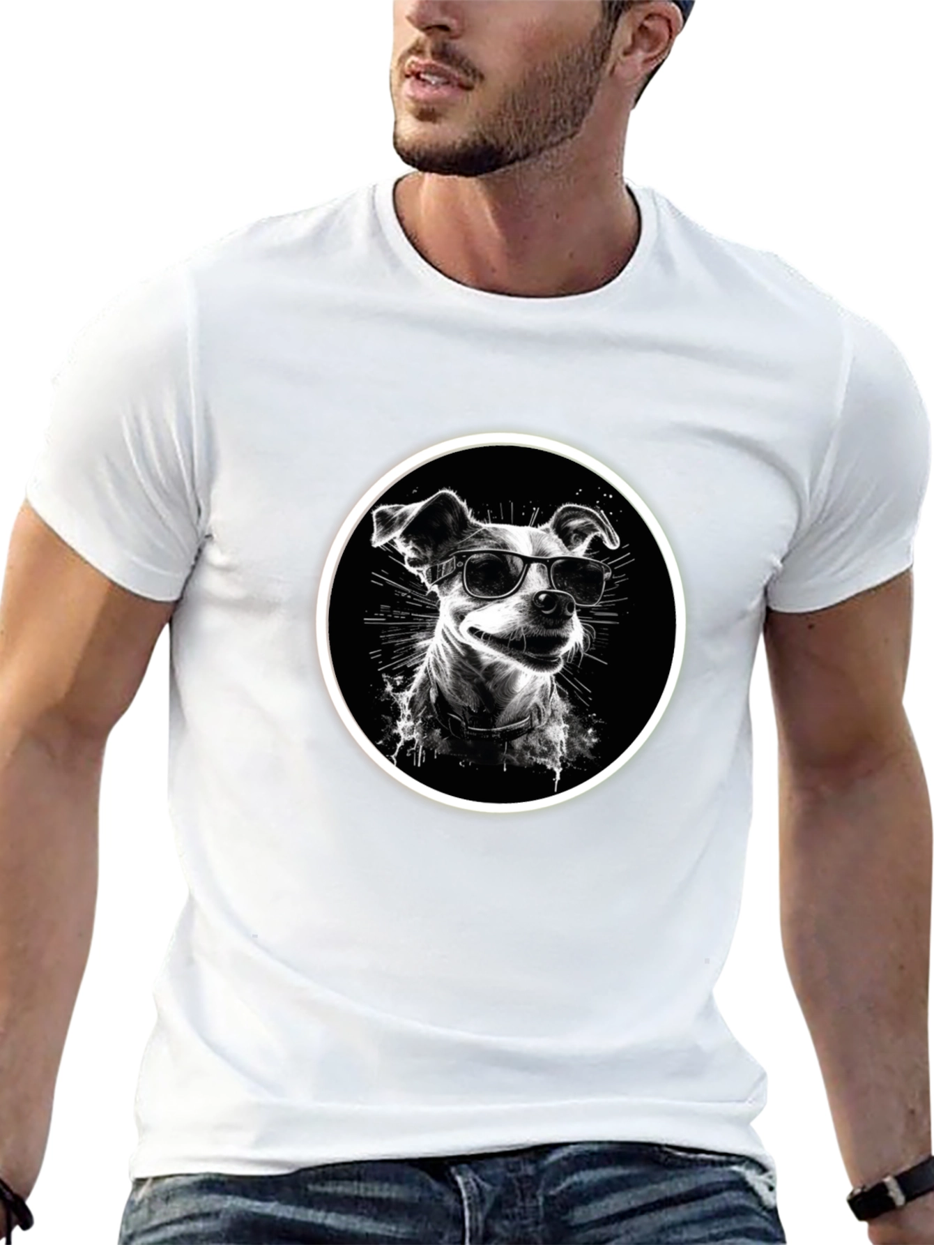 Cool Dog Graphic Tee - Black Cotton Comfort