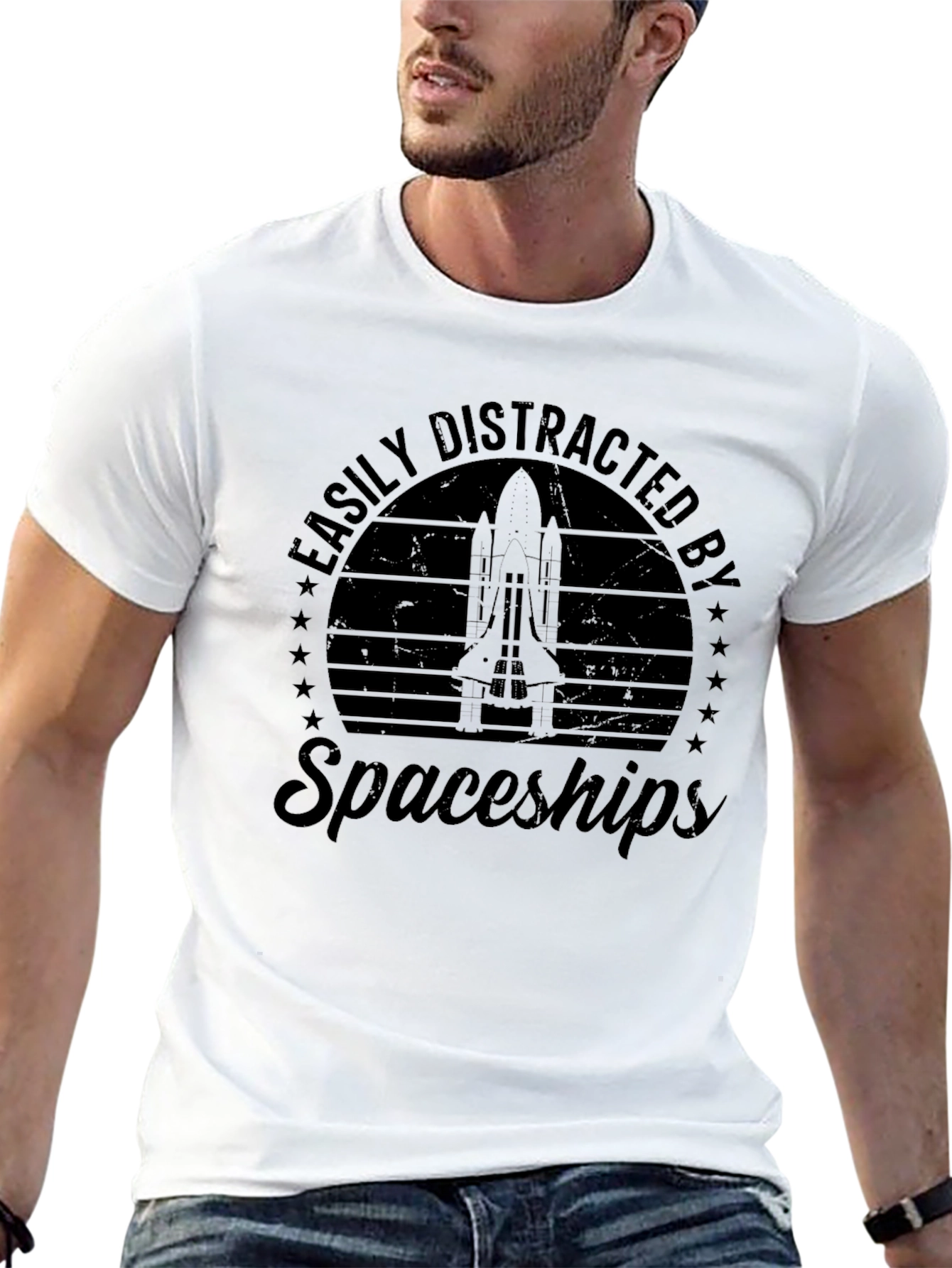 Easily Distracted by Spaceships Graphic Tee