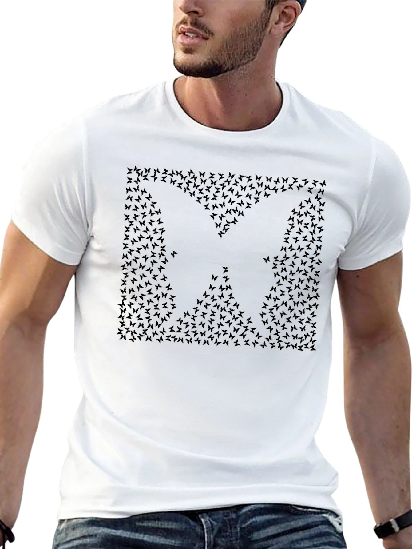 Butterfly Silhouette Graphic Tee - Black