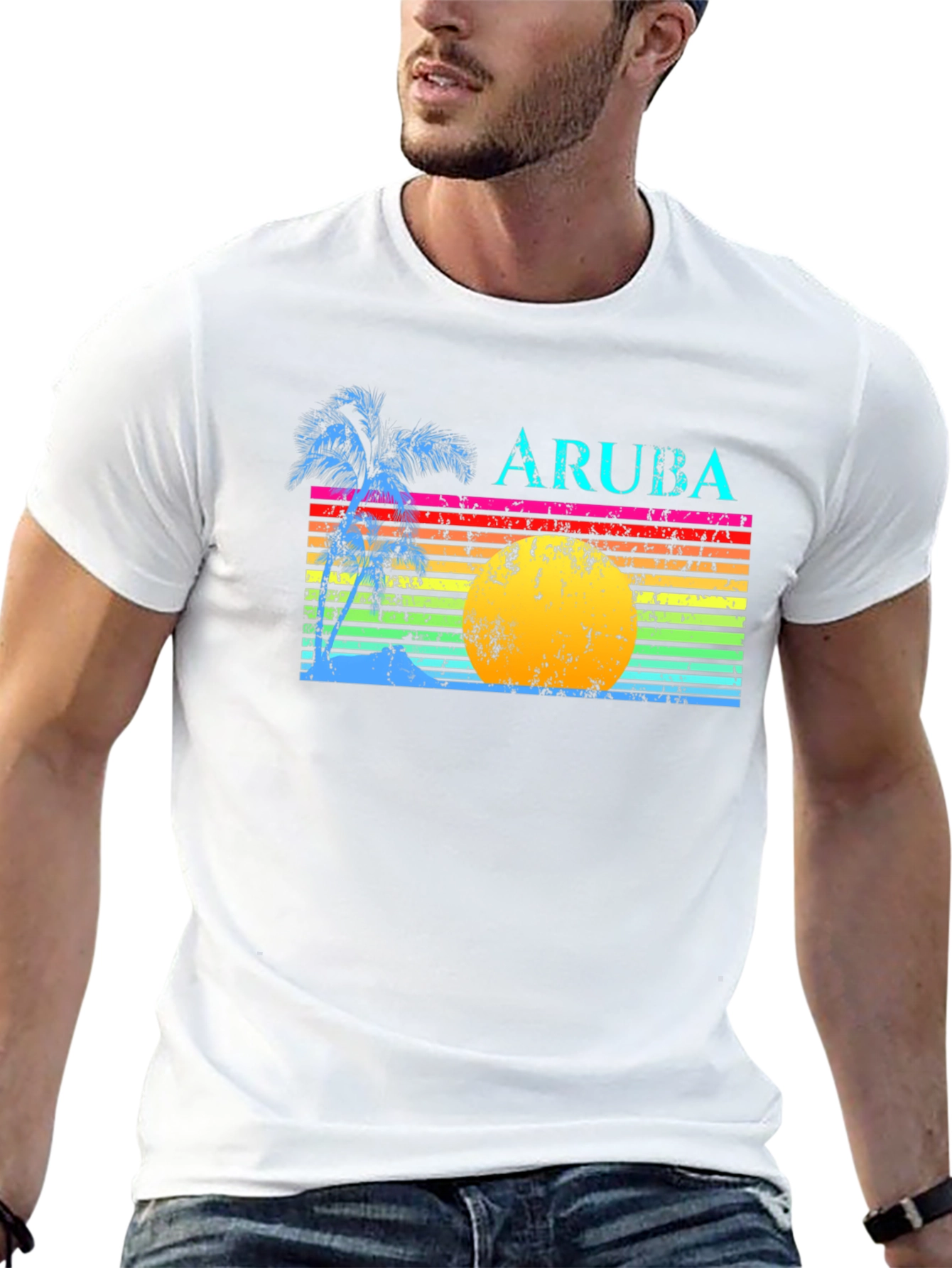 Retro Aruba Graphic Tee - Tropical Vacation Shirt