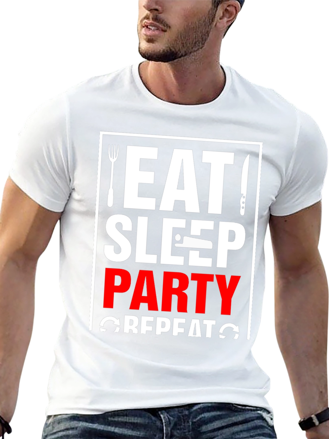 Eat Sleep Party Repeat T-Shirt - Black