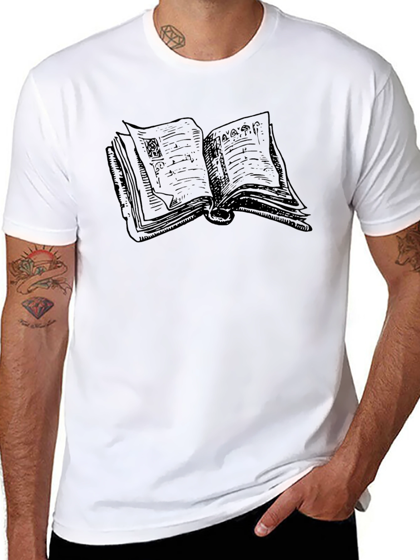 Open Book Graphic T-Shirt - Unisex Black Tee