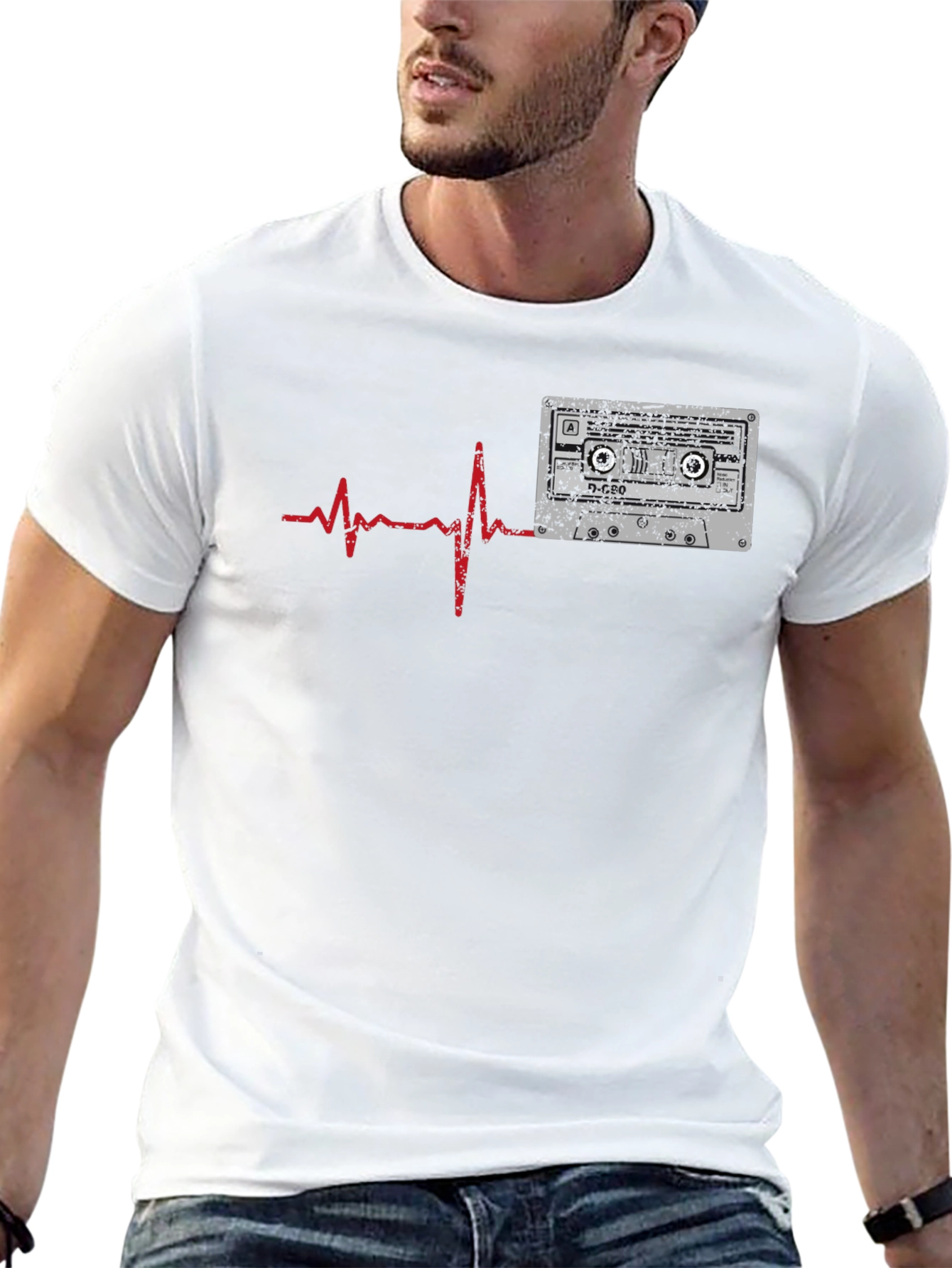Retro Tape Heartbeat T-Shirt - Music Lover Tee