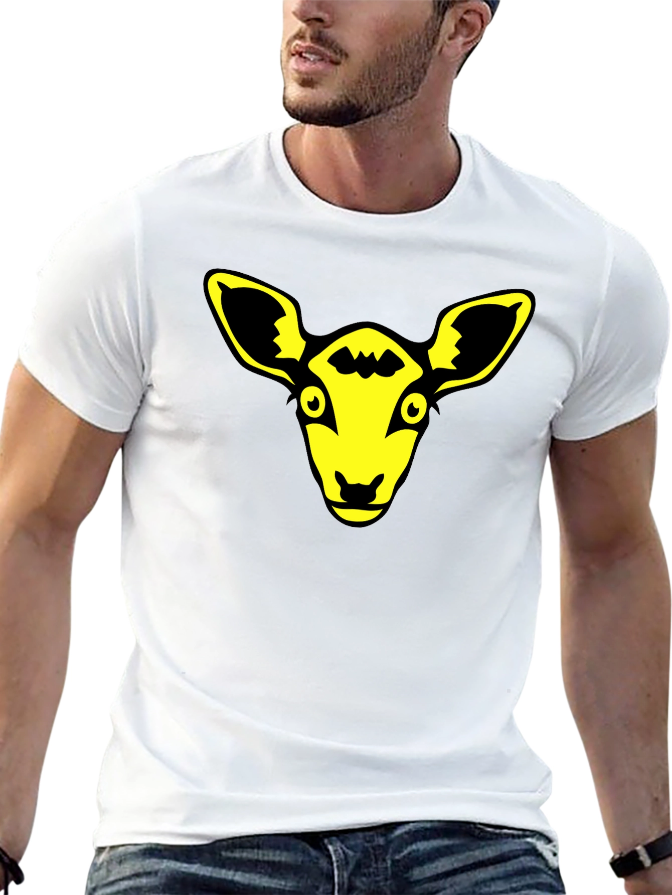 Yellow Animal Graphic Black T-Shirt