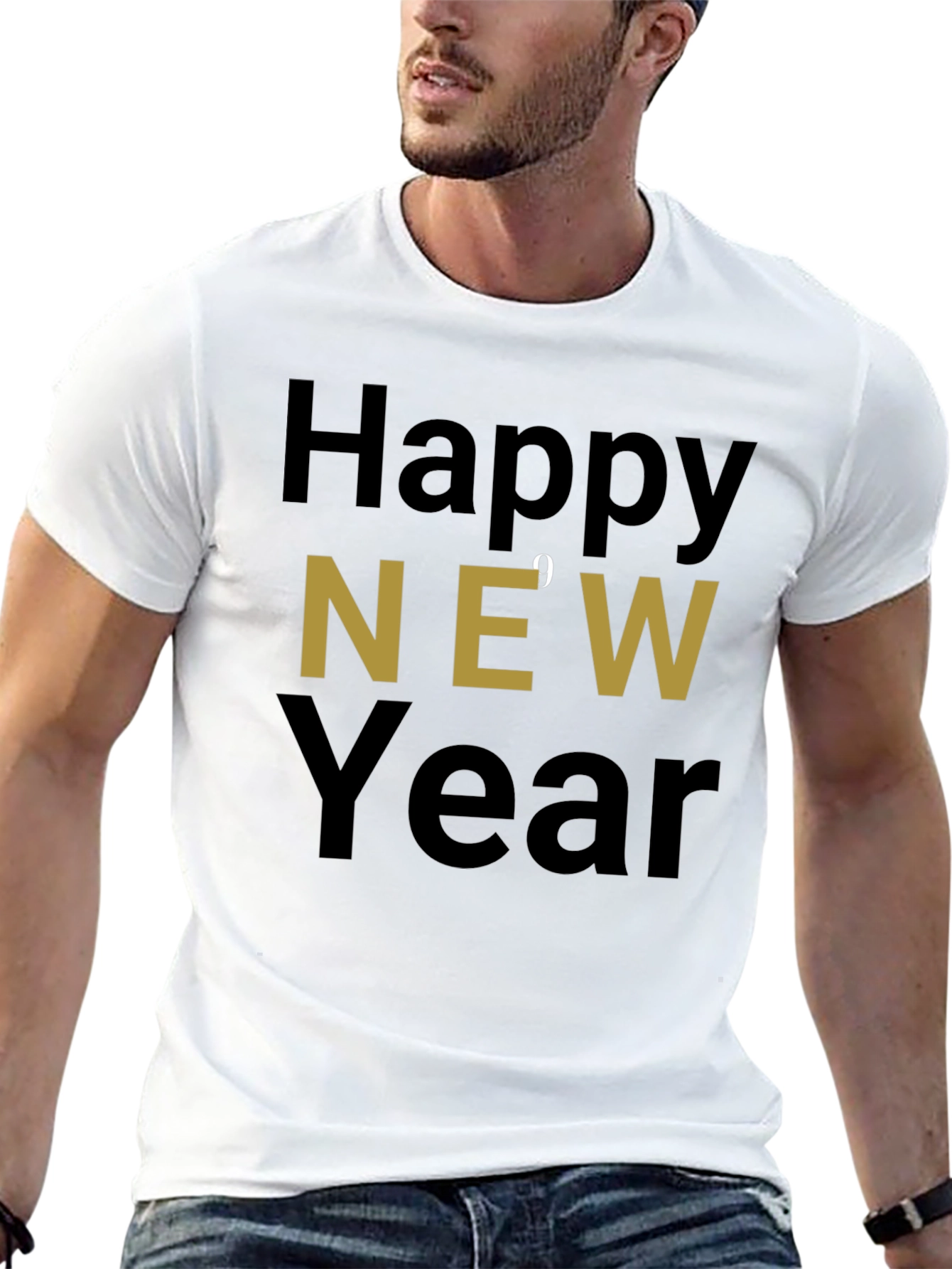 Happy New Year Graphic Tee - Black Holiday Shirt