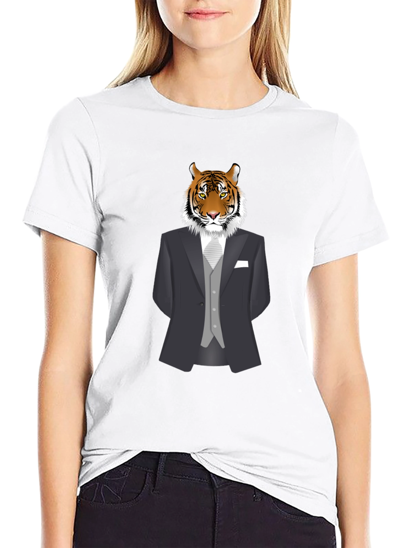 Tiger in Suit Graphic Tee - Mens Black T-Shirt