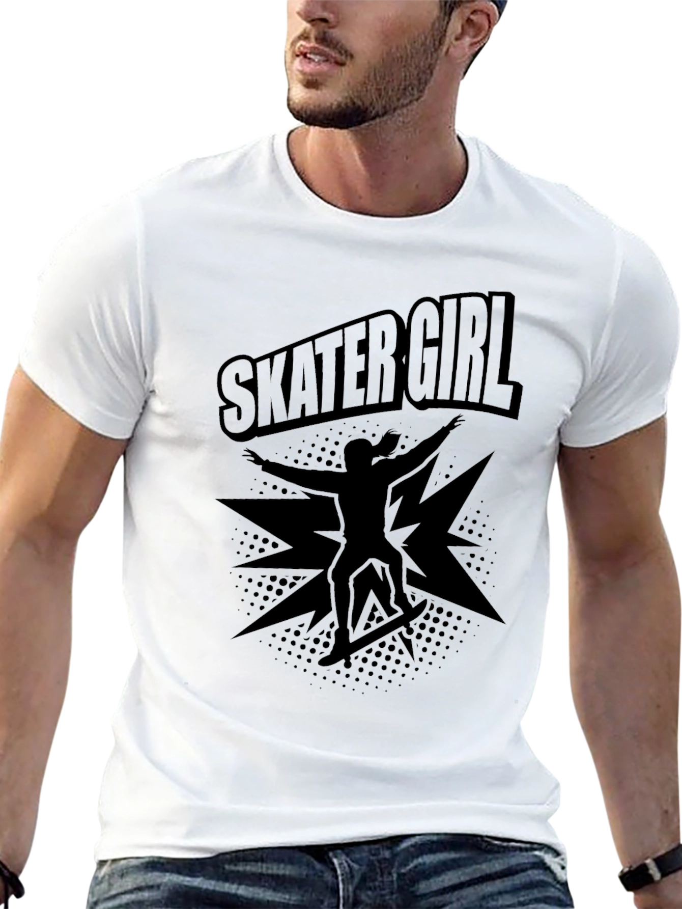 Skater Girl Black T-Shirt - Cool Graphic Tee