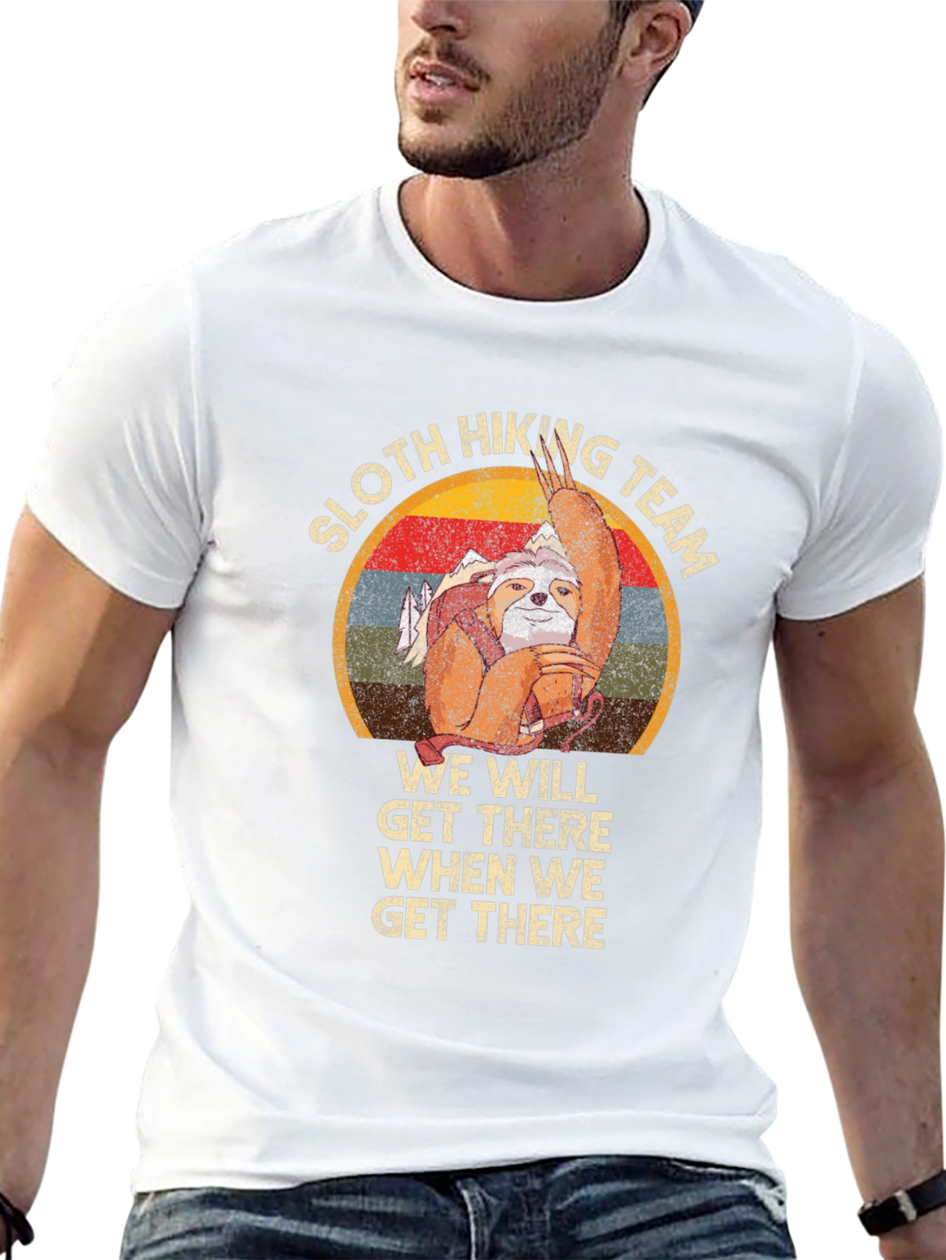 Sloth Hiking Team Graphic Tee - Funny Adventure Shirt