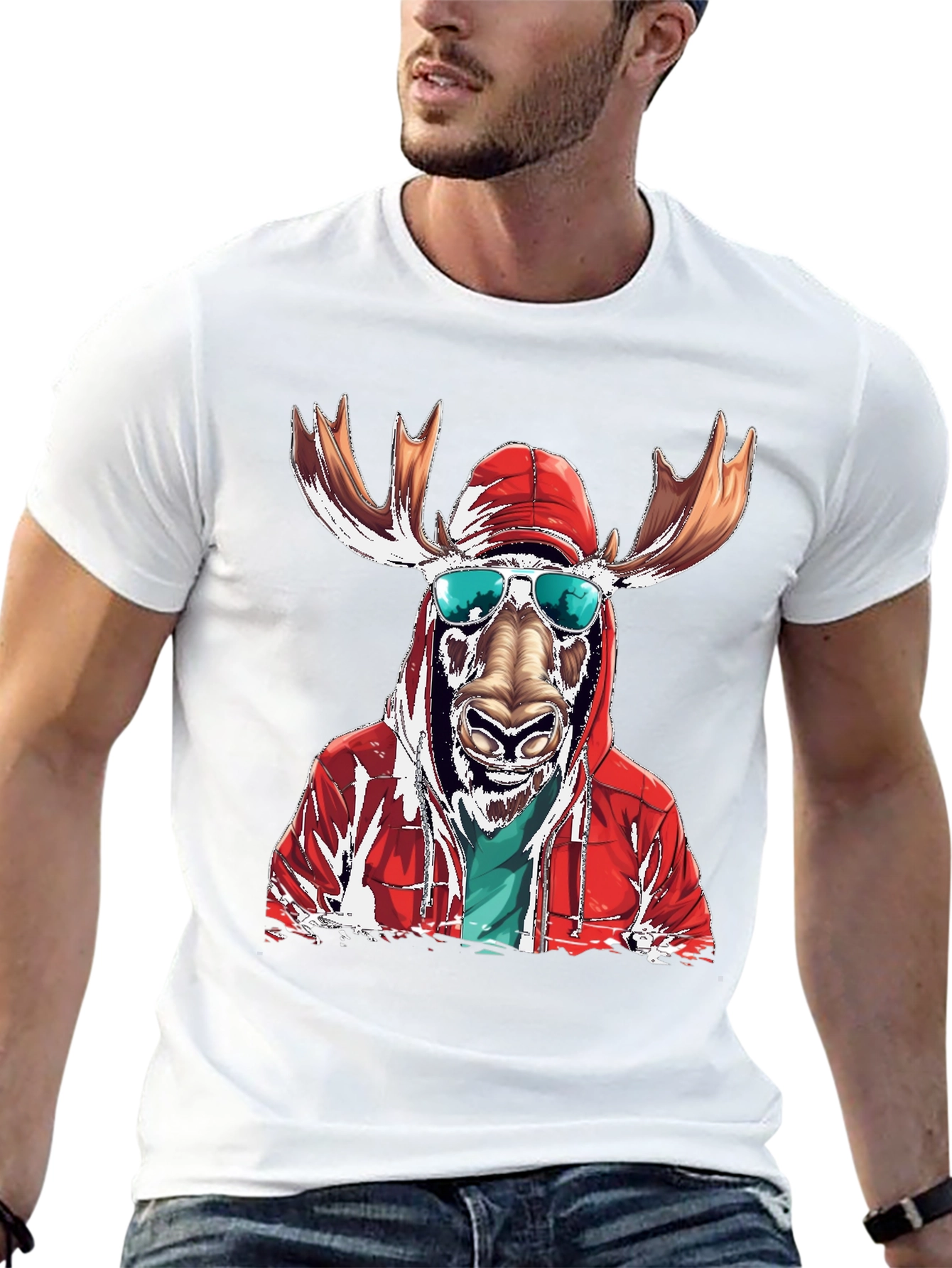 Cool Moose Graphic Tee - Black Cotton T-Shirt
