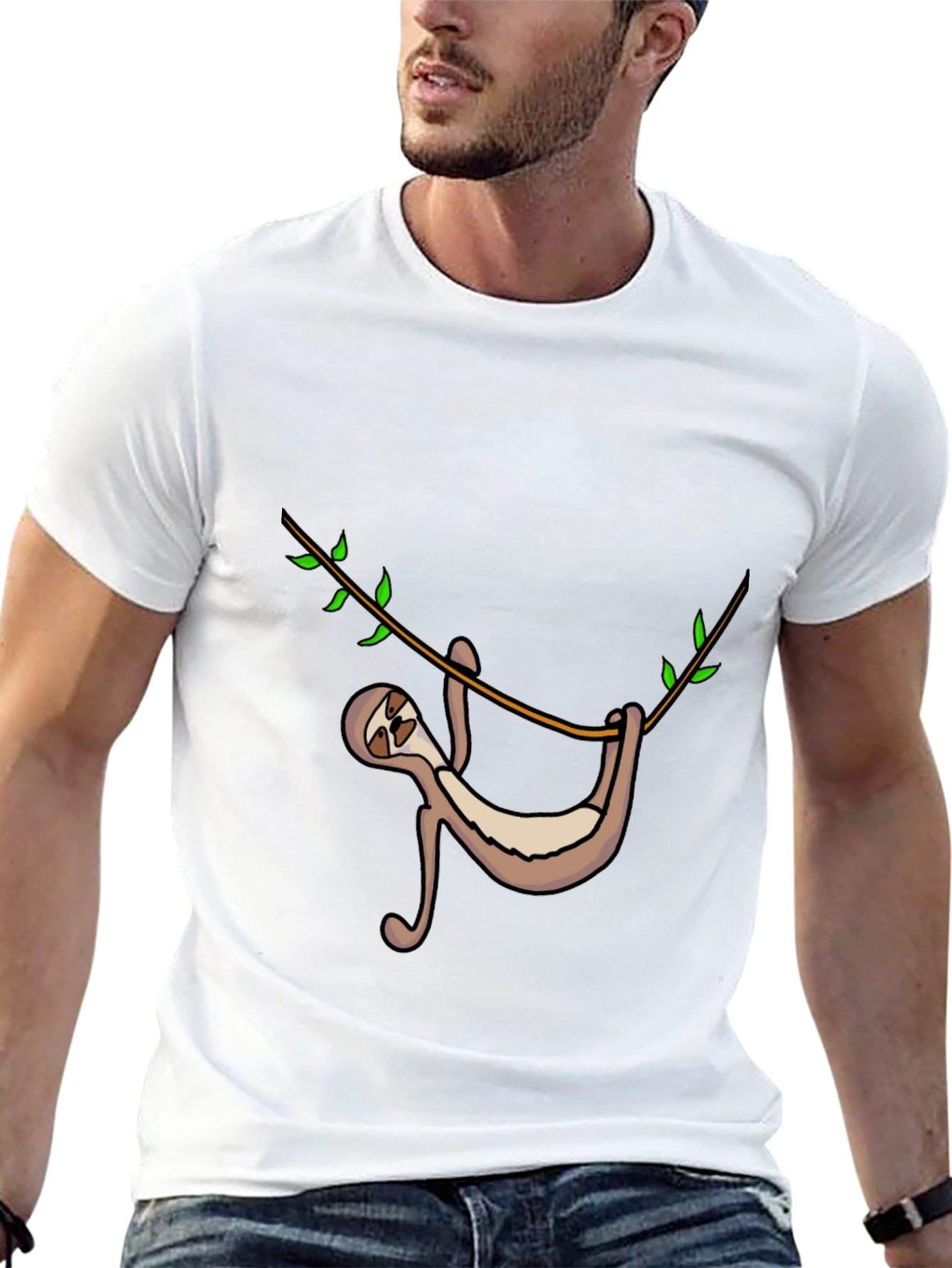 Sloth Hanging On Tree Branch Graphic Tee