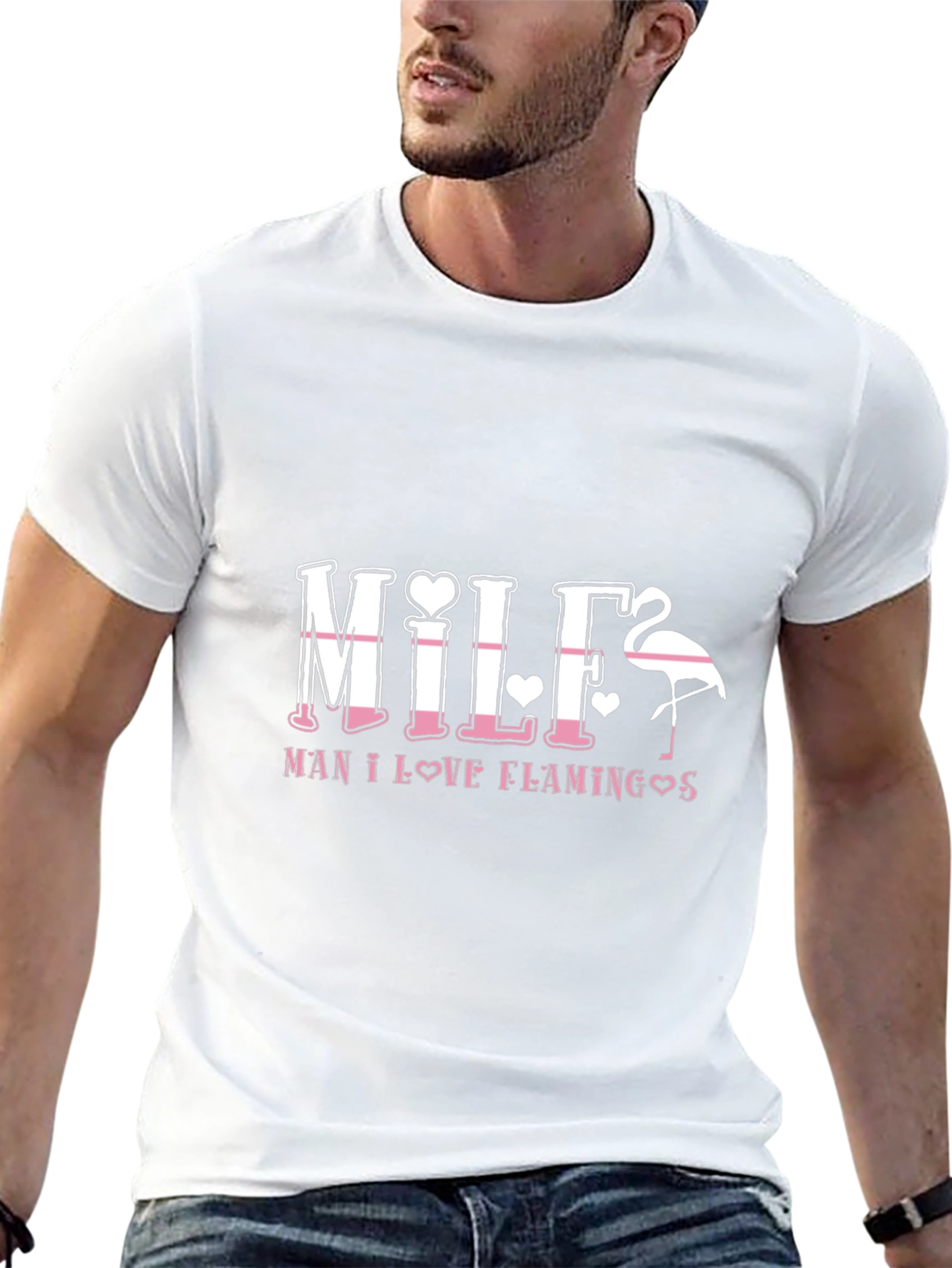 Man I Love Flamingos MILF Graphic T-Shirt