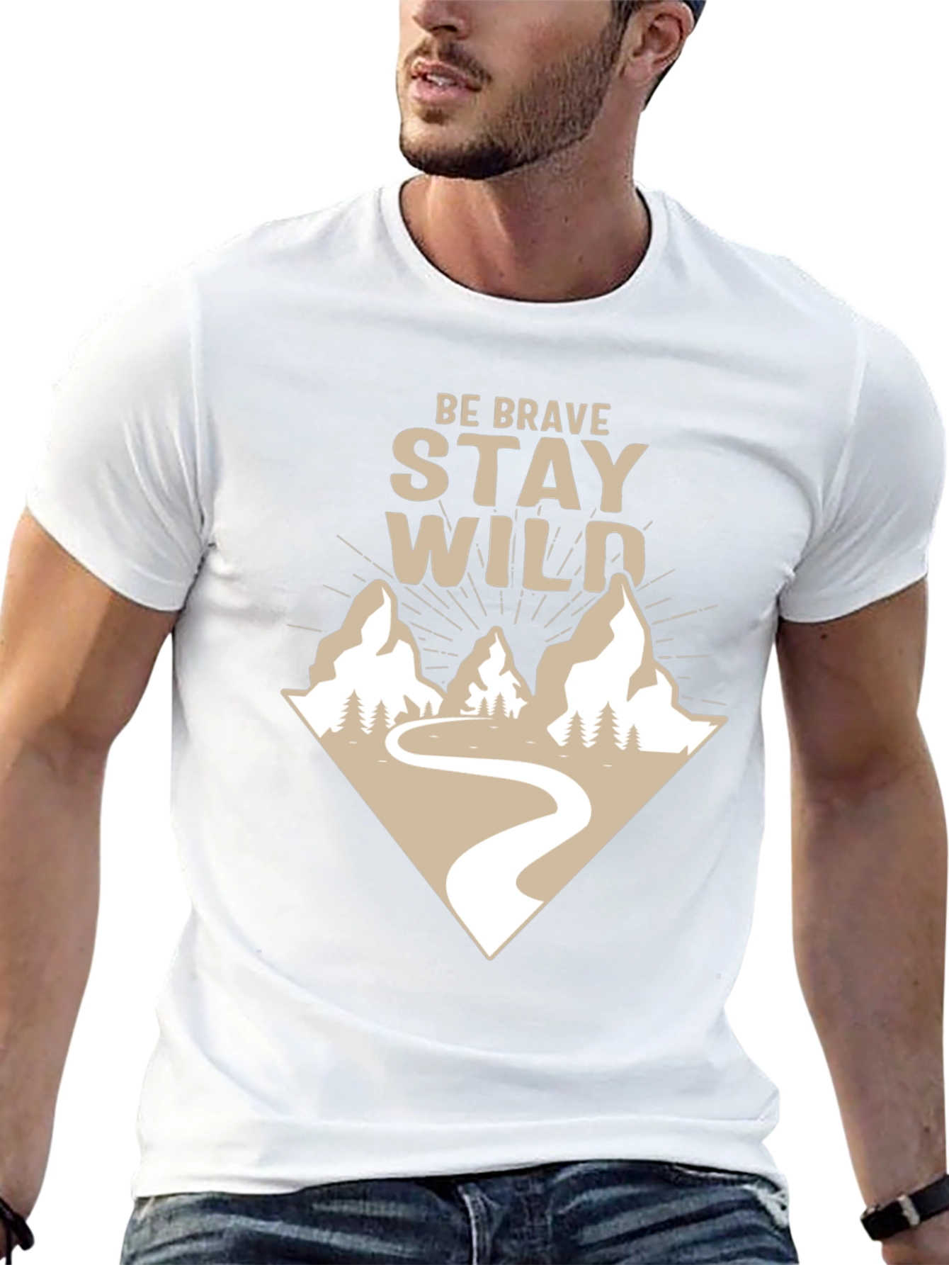 Be Brave Stay Wild Adventure Graphic Tee - Black