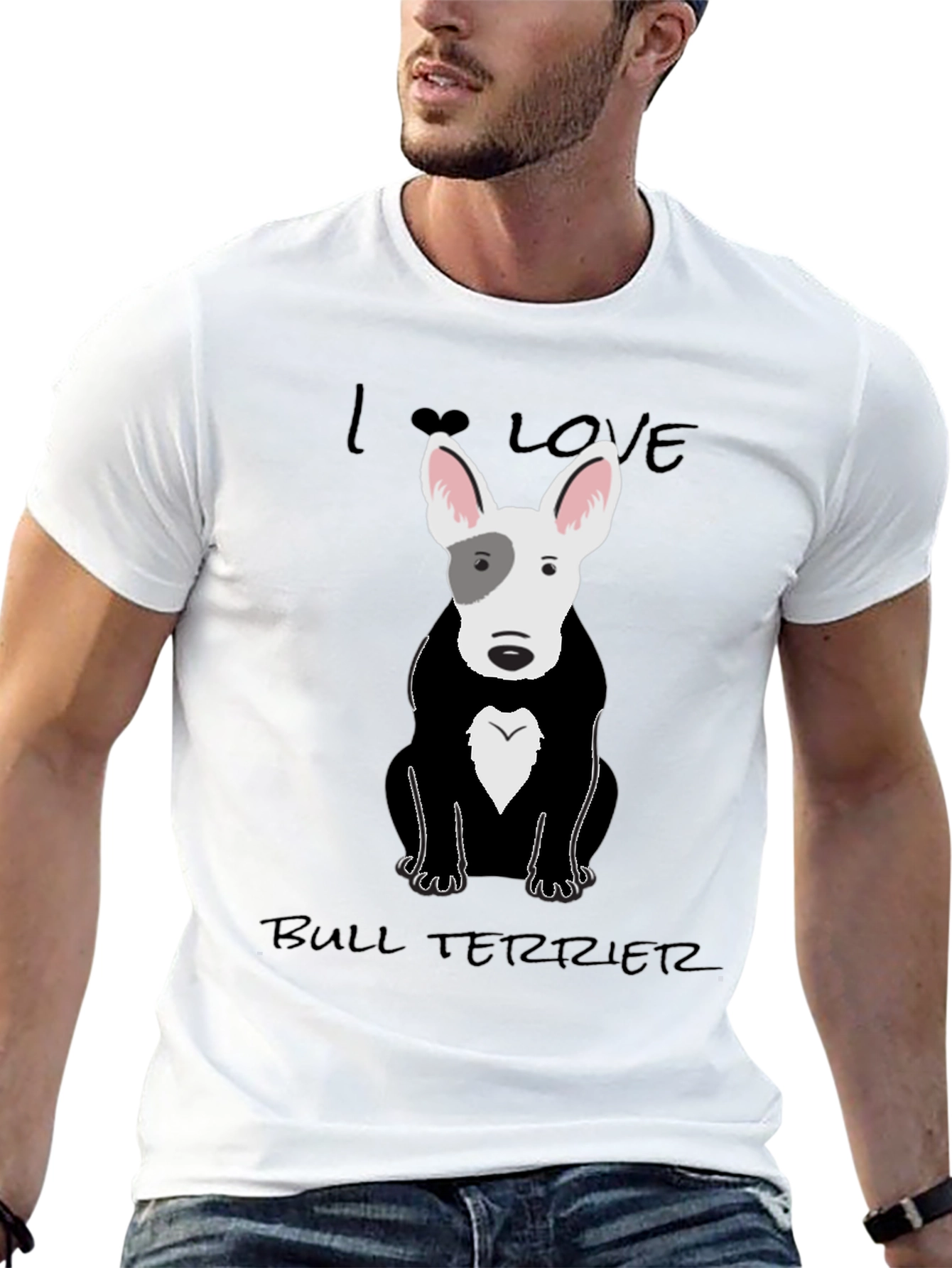 I Love Bull Terriers Black T-Shirt