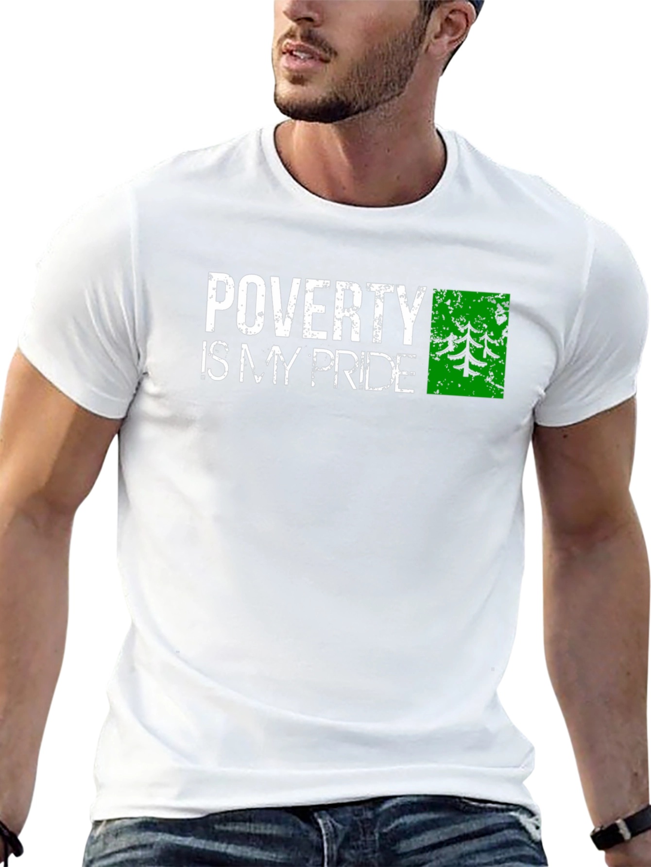Poverty is My Pride Graphic Tee - Distressed Print