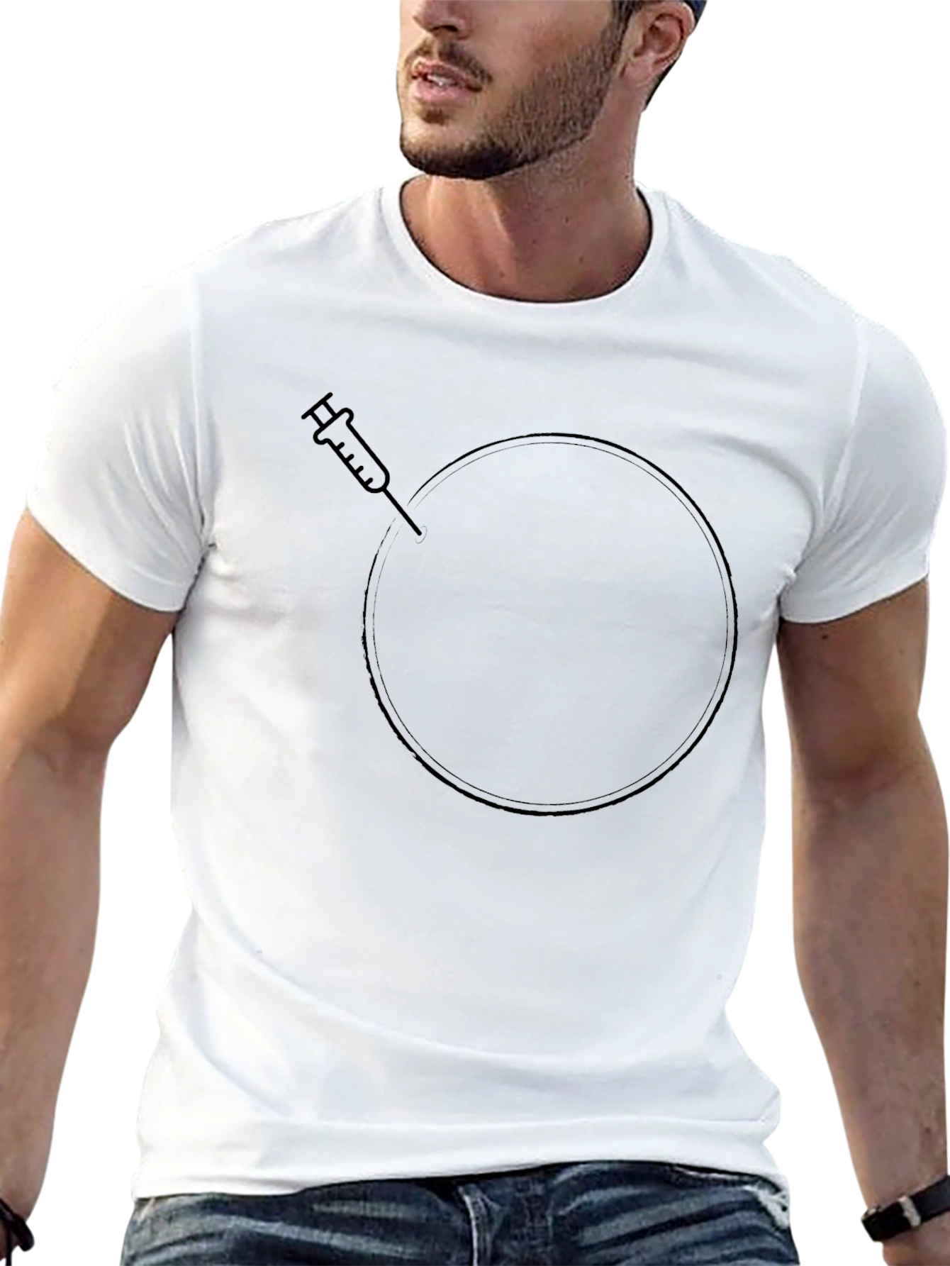Modern Graphic Tee: Syringe Circle Design