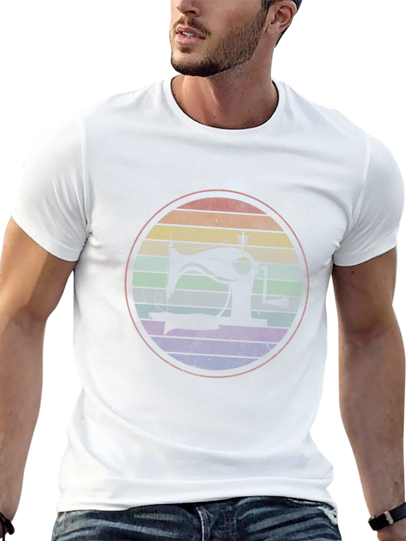 Retro Sewing Machine Rainbow T-Shirt